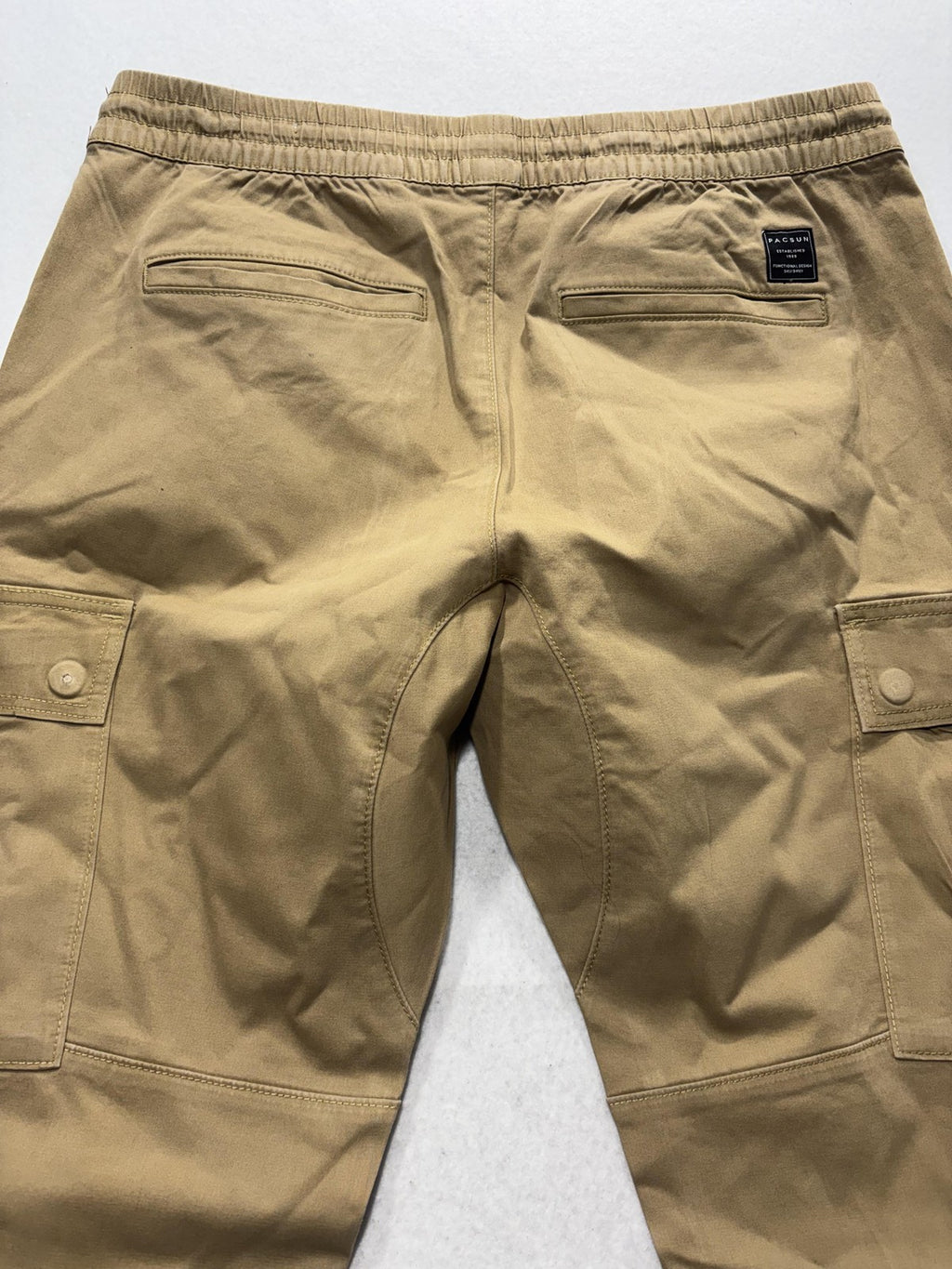 PacSun Cargo Pants Mens 34x32 Beige Slim Tapered Elastic Waist Jogger 133BT107