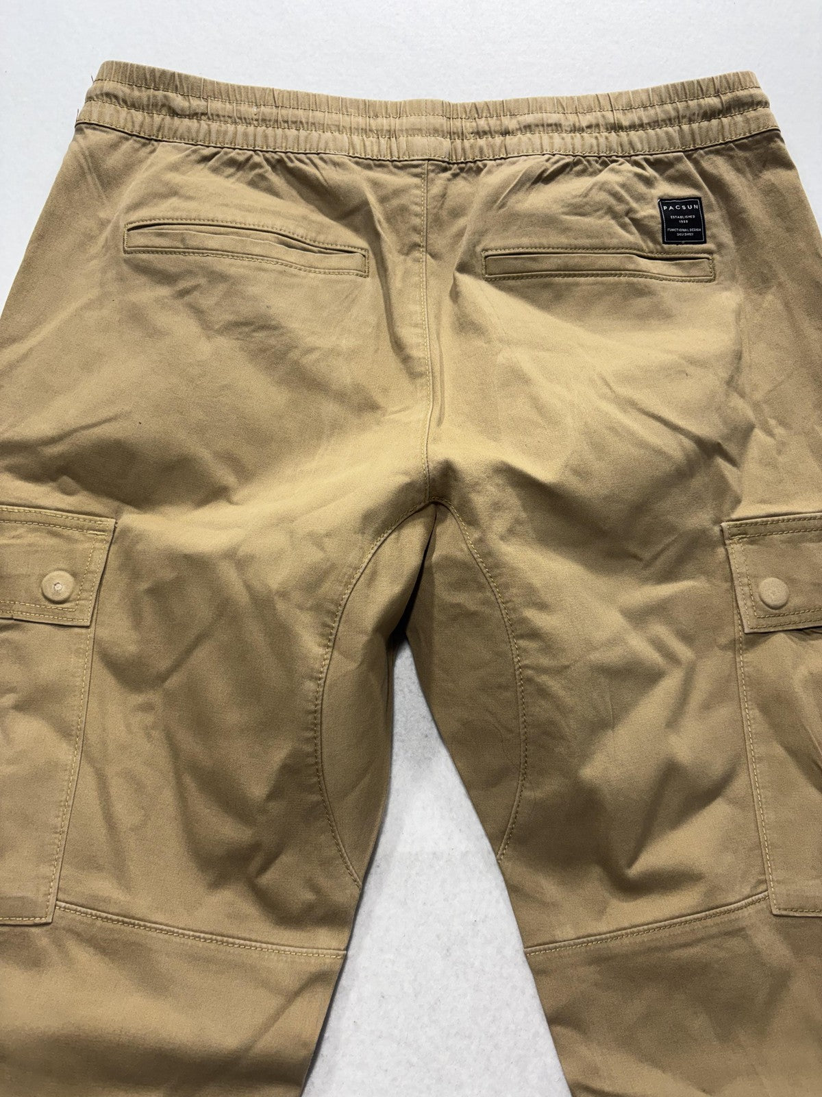PacSun Cargo Pants Mens 34x32 Beige Slim Tapered Elastic Waist Jogger 133BT107