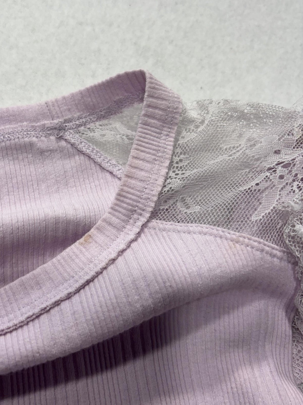Urban Outfitters Top Womens M/L Purple Crew Neck Sheer Puff Sleeve Dot Ruffle