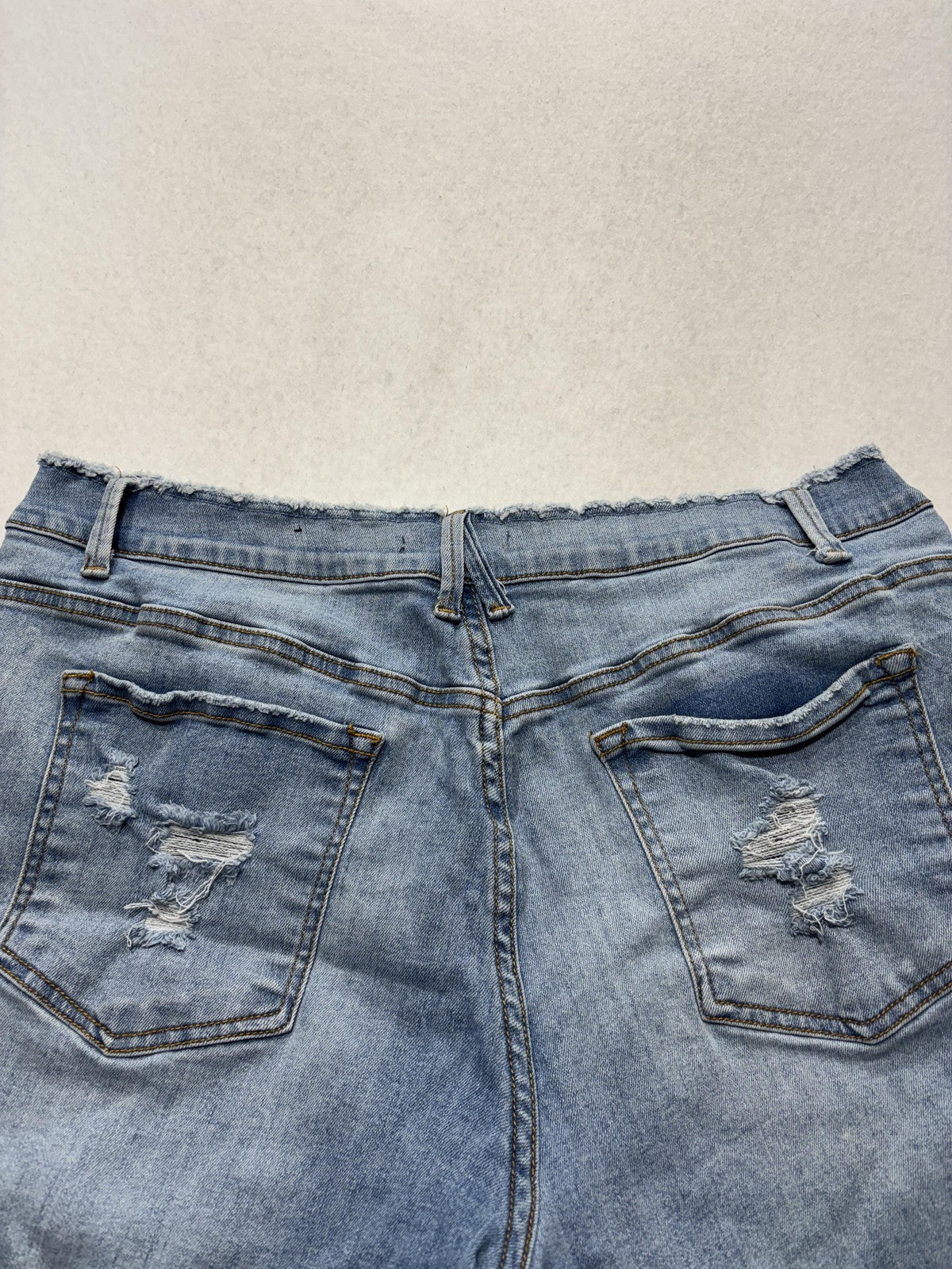 Fashion Nova Shorts Womens 32 Blue Denim Distressed Cut Off Raw Hem Relaxed Fit