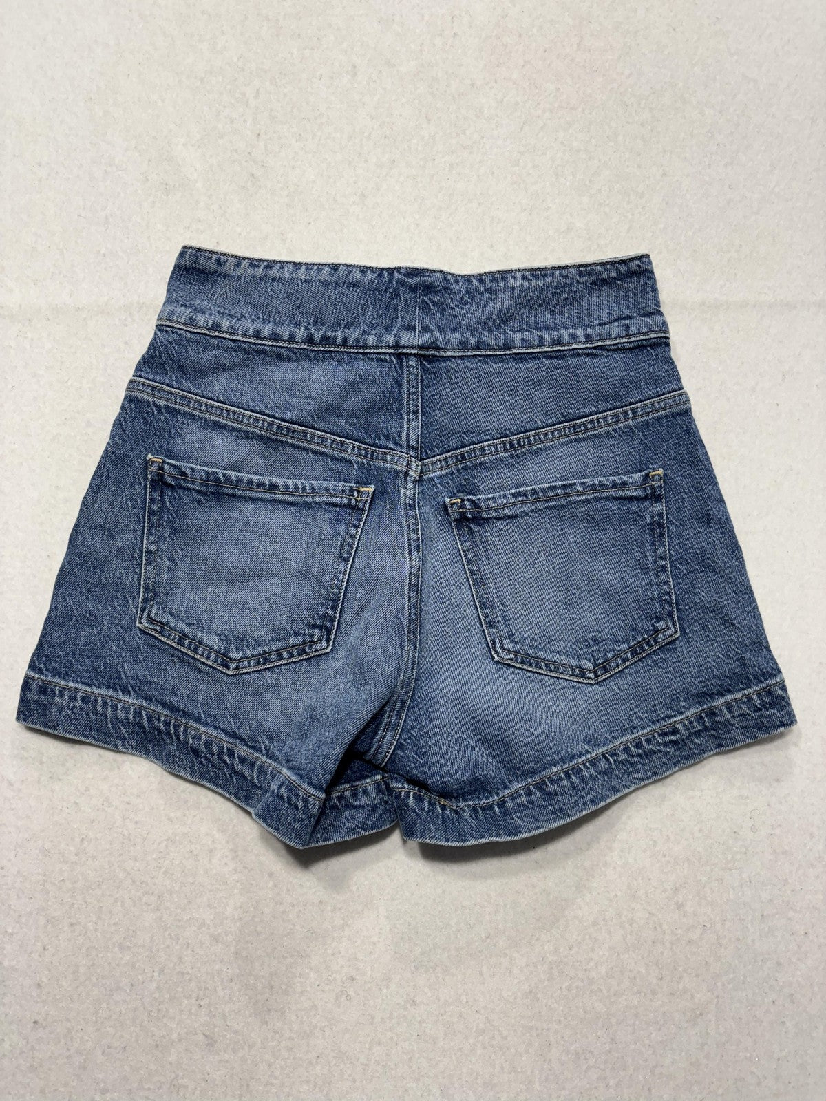 FRAME Shorts Womens 25 Blue Le Hardy Short High Rise Mom Denim Zip Fly