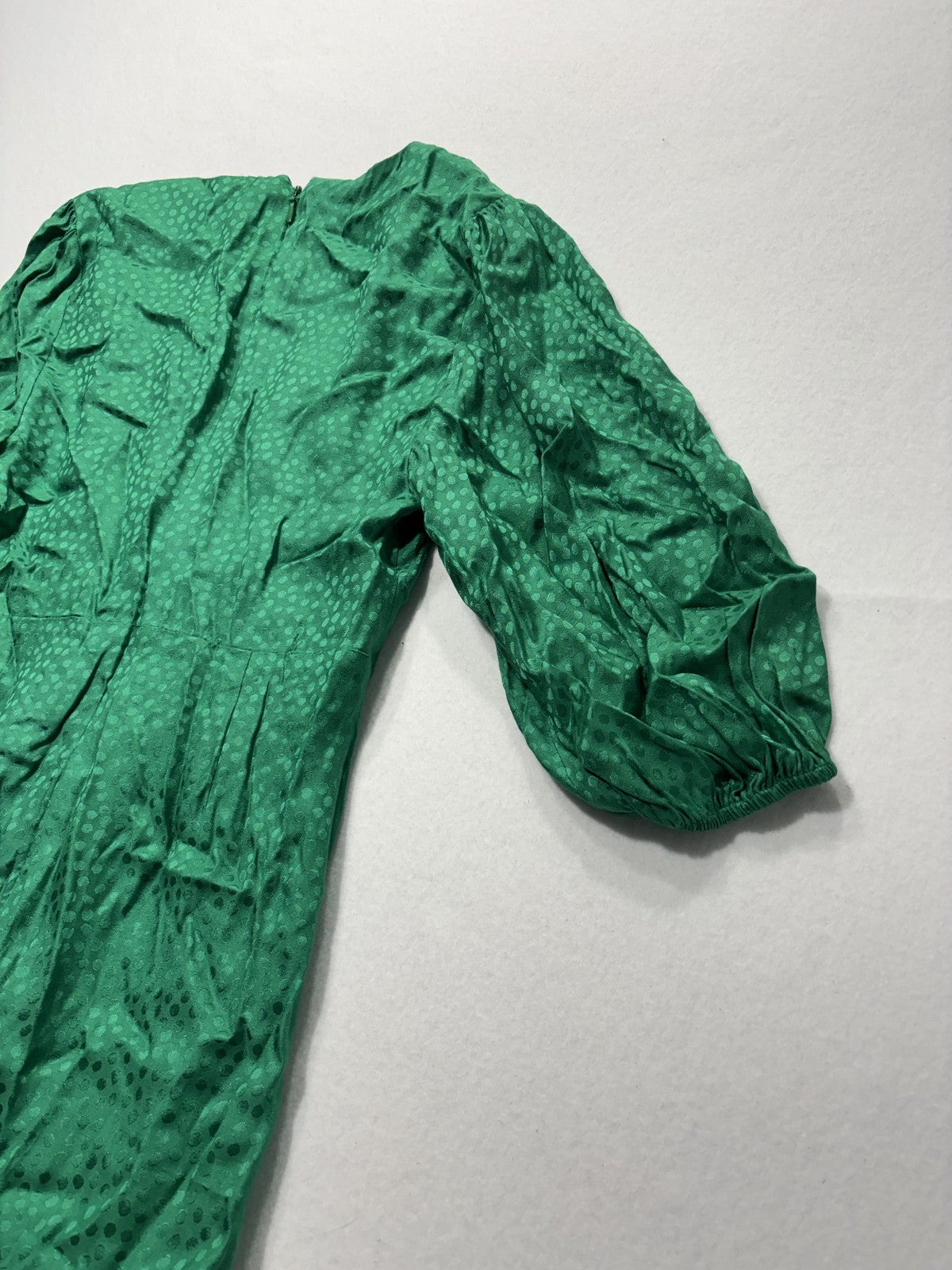 BCBGMAXAZRIA Dress Womens 4 Green Jacquard Sweetheart Ruffle Ruched Mini Party