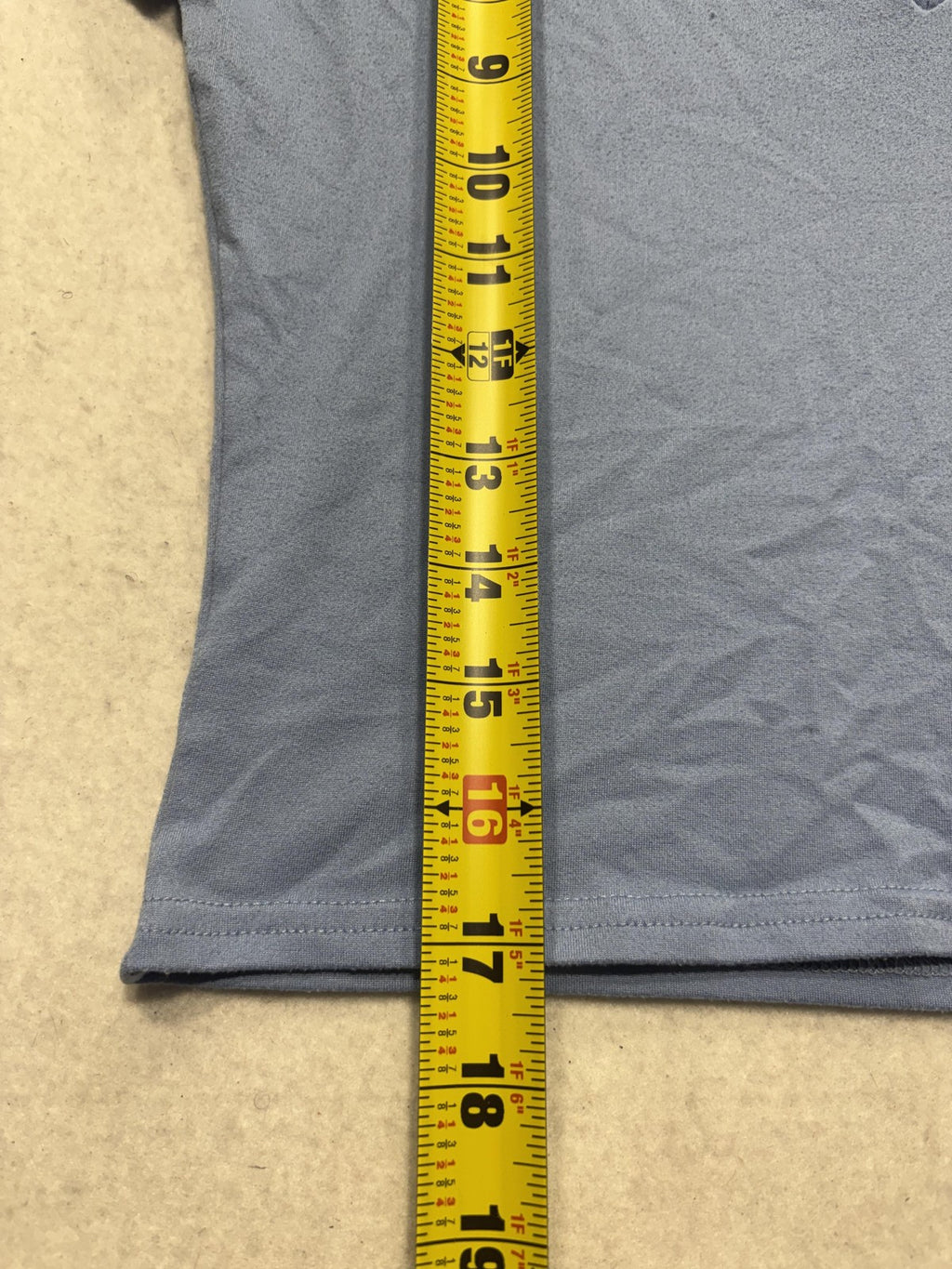 Blue V Neck Short Sleeve Cropped Stretch Tee Shirt Womens Medium C187V0V657