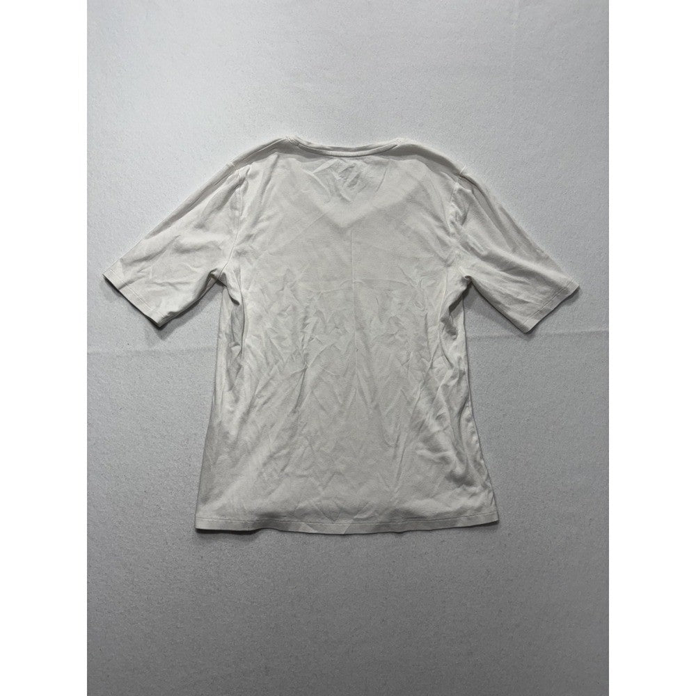 By Chico's Shirt Womens 1 White V Neck Short Sleeve Cotton Tee Basic Casual