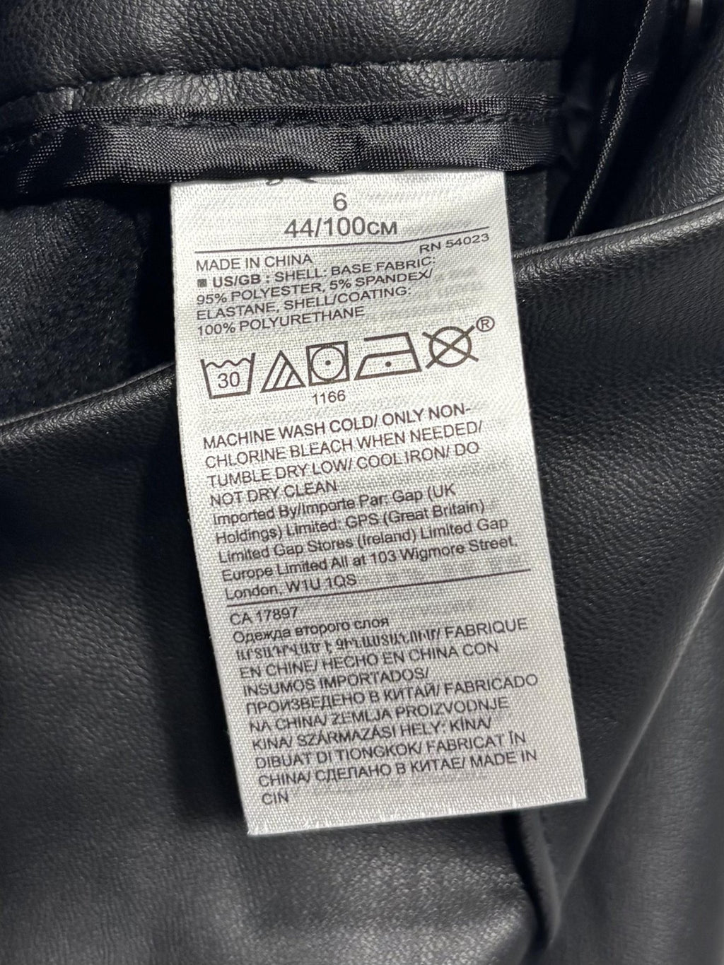 Banana Republic Dress Pants Womens 6 Black Faux Leather Straight Leg Zip Stretch