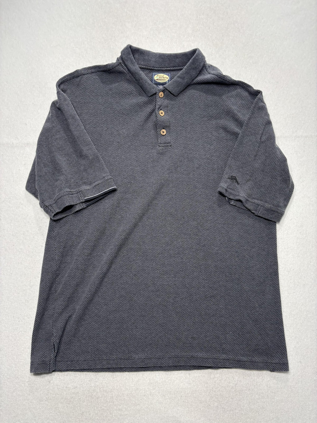 Tommy Bahama Polo Shirt Mens Large Gray Geometric Cotton Knit Short Sleeve Logo