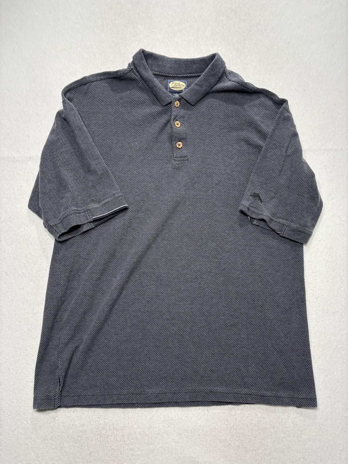 Tommy Bahama Polo Shirt Mens Large Gray Geometric Cotton Knit Short Sleeve Logo