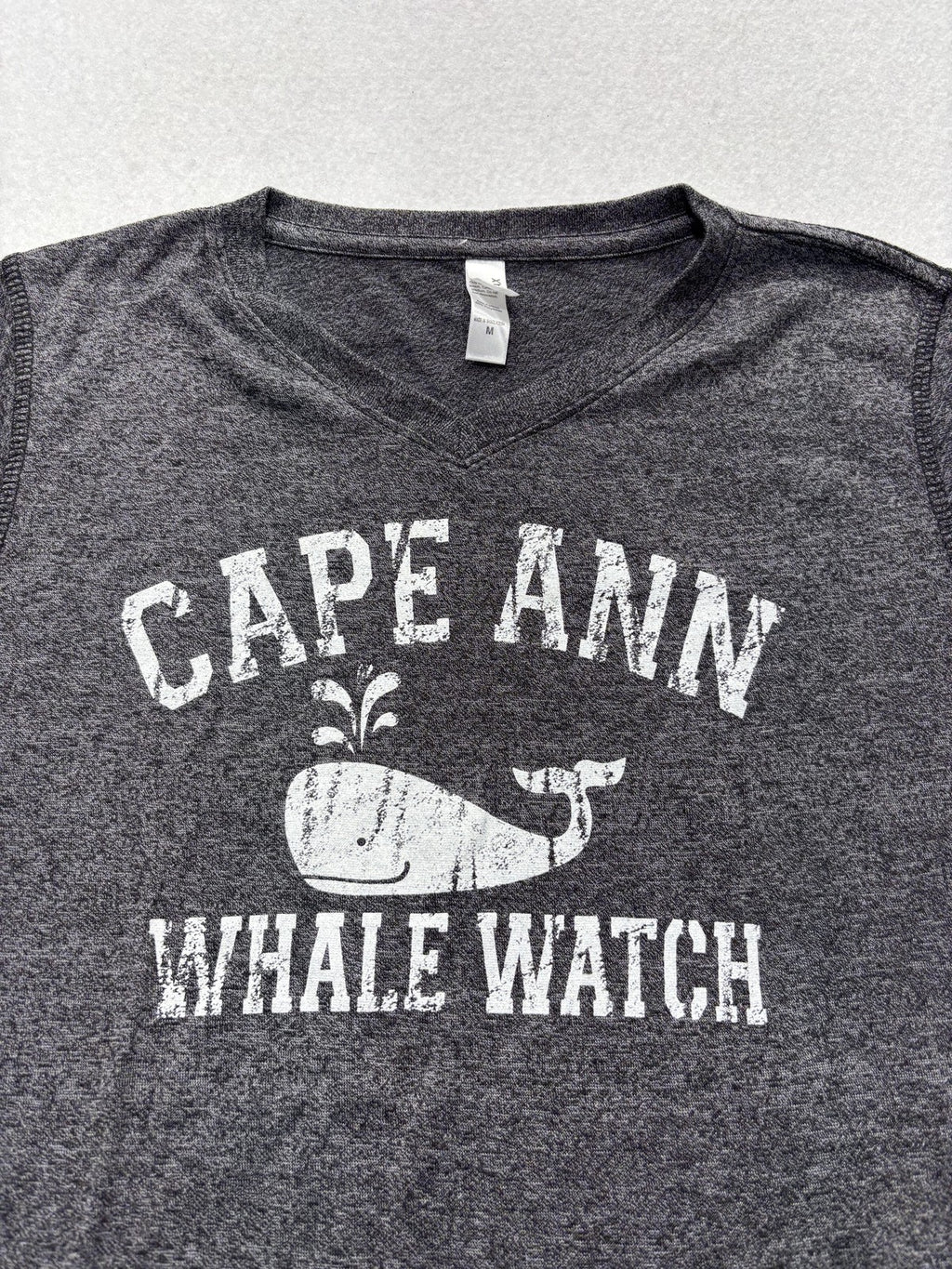 TEEMAX Shirt Womens Medium Gray Cape Ann Whale Watch Graphic Tee Nautical Ocean
