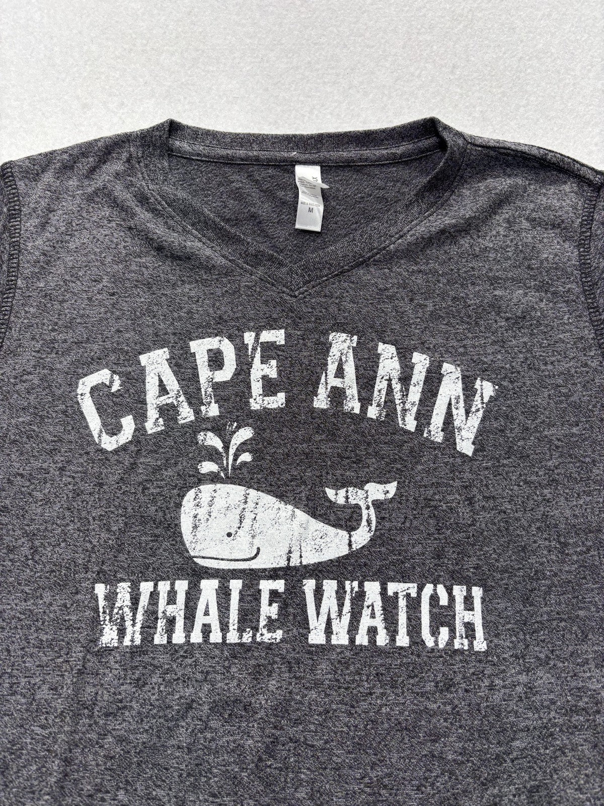 TEEMAX Shirt Womens Medium Gray Cape Ann Whale Watch Graphic Tee Nautical Ocean