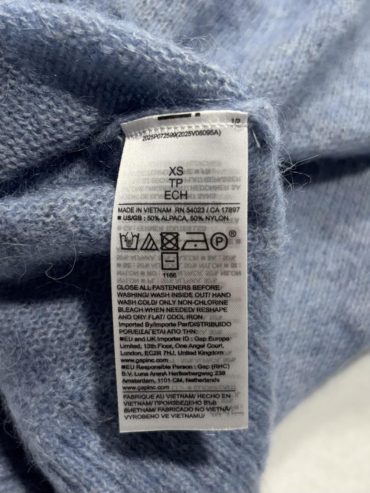 Banana Republic Sweater Womens XS Blue Collared Alpaca Knit Long Sleeve Pullover