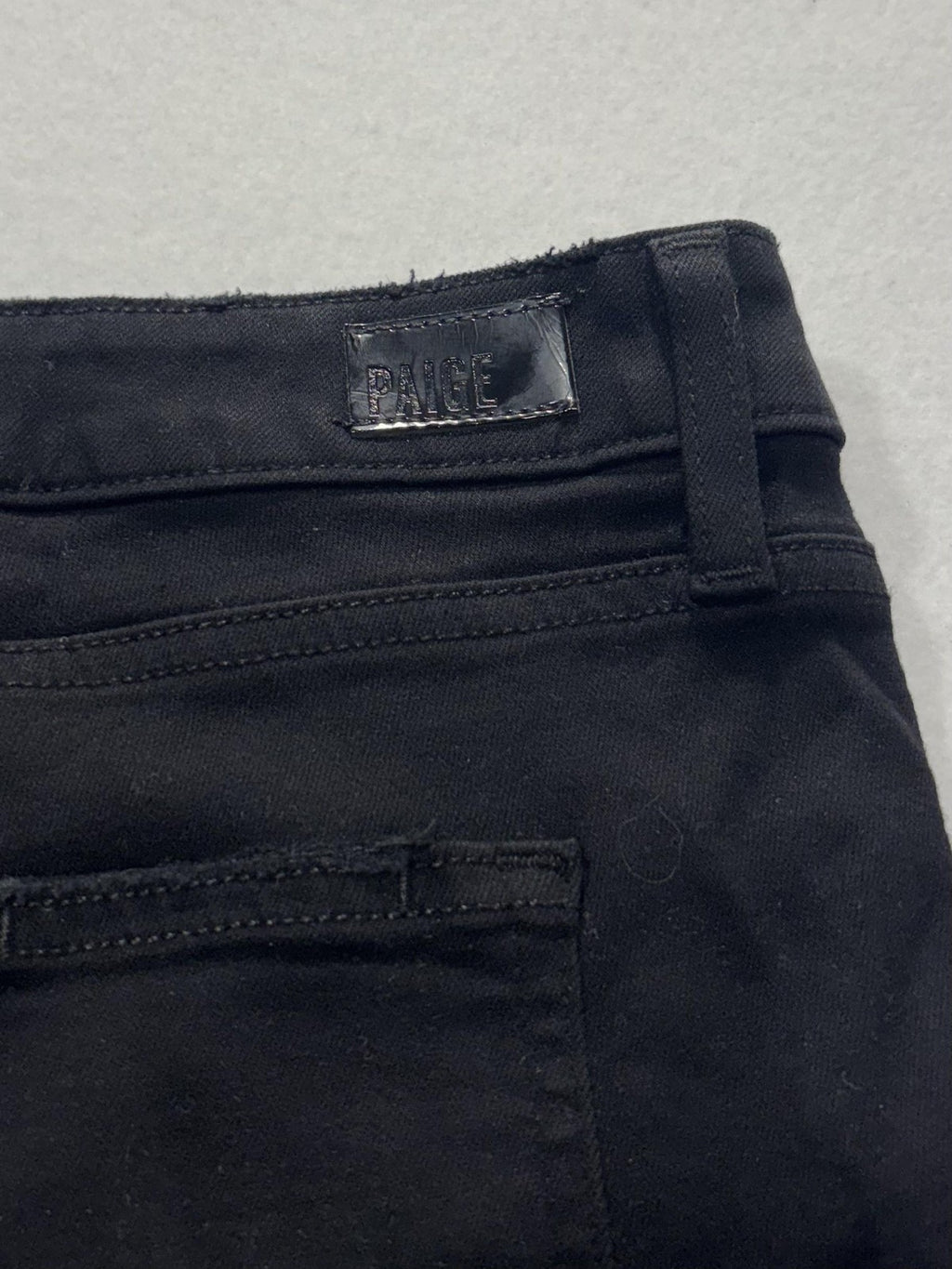 Paige Hoxton Ankle Jeans Womens 34 Black Wash Slim Stretch Distressed 34x28.5