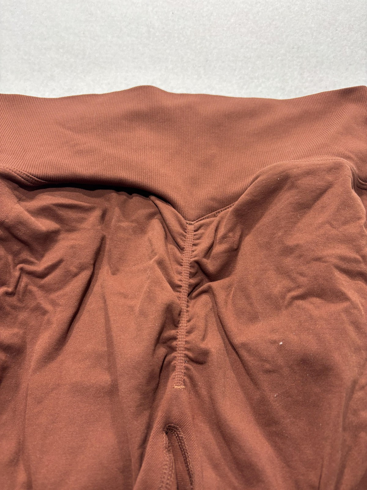 Unbranded Brown High Rise Ruched Back Ankle Leggings Womens M Stretch Athletic
