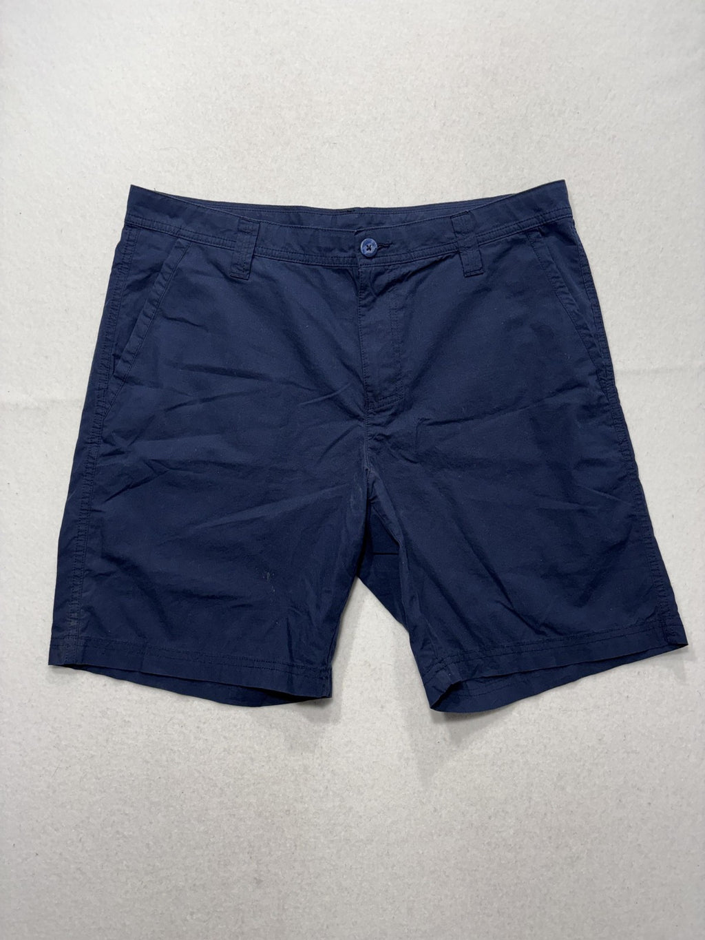 Columbia Chino Shorts Mens 34 Blue 8" Inseam Lined Lightweight Travel Casual