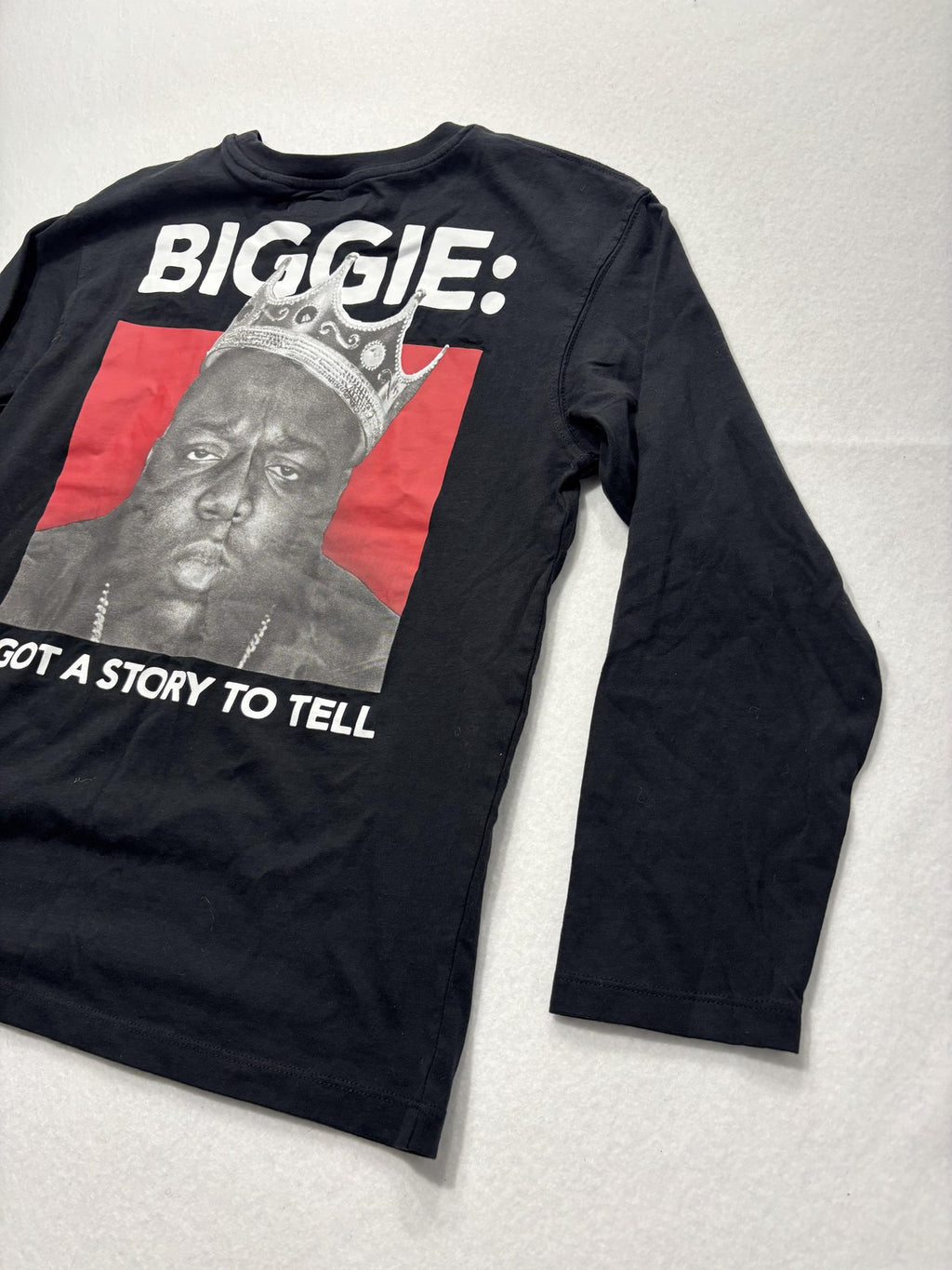 BIGGIE Shirt Boys 11-12 Black Zara Long Sleeve Graphic I Got A Story To Tell