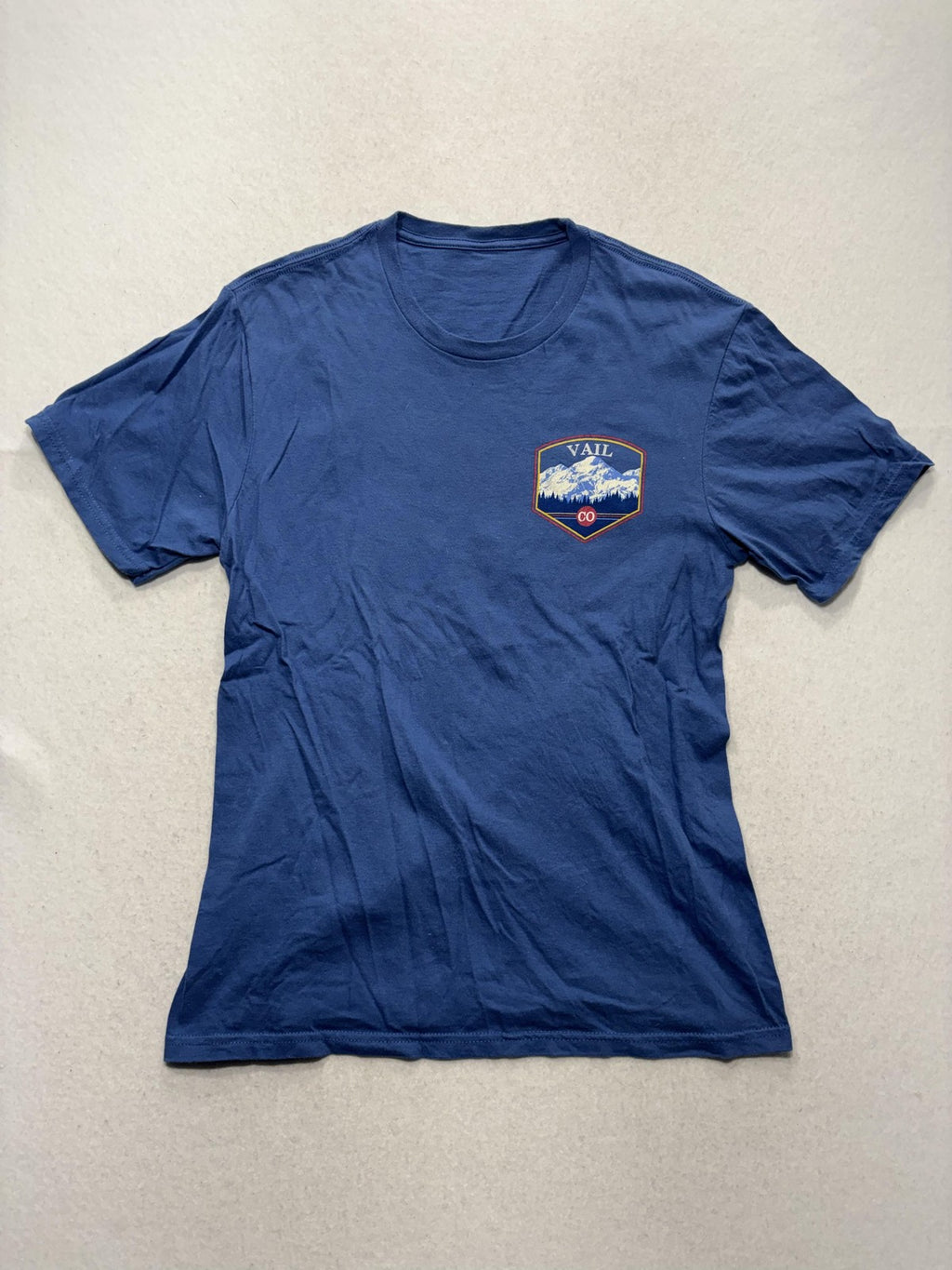 Vail Colorado Shirt Mens Small Blue Mountain Ski Graphic Double Sided Tee