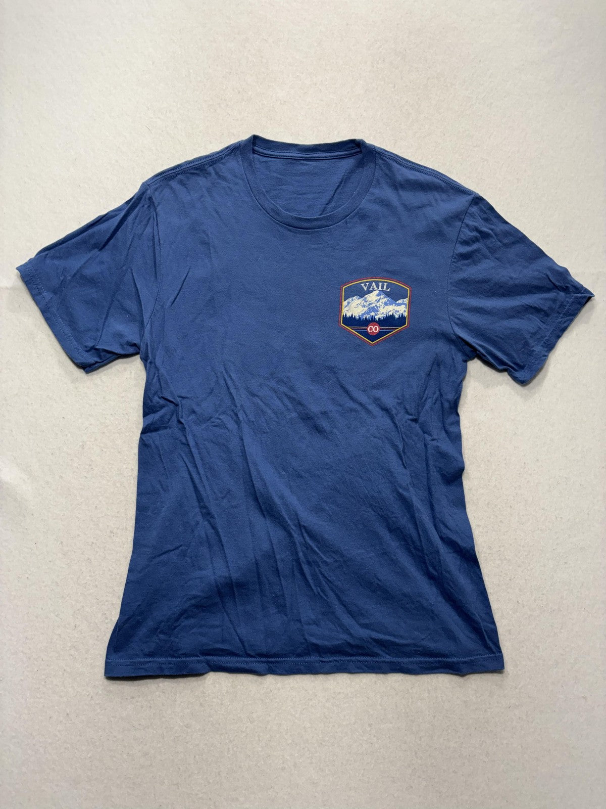 Vail Colorado Shirt Mens Small Blue Mountain Ski Graphic Double Sided Tee
