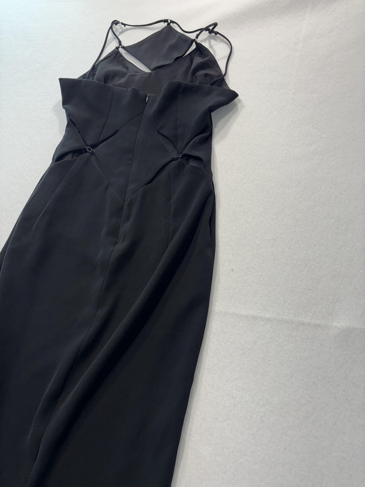 ELPIS Dress Womens Medium Black High Neck Cutout Strappy Maxi Slip Formal Gown