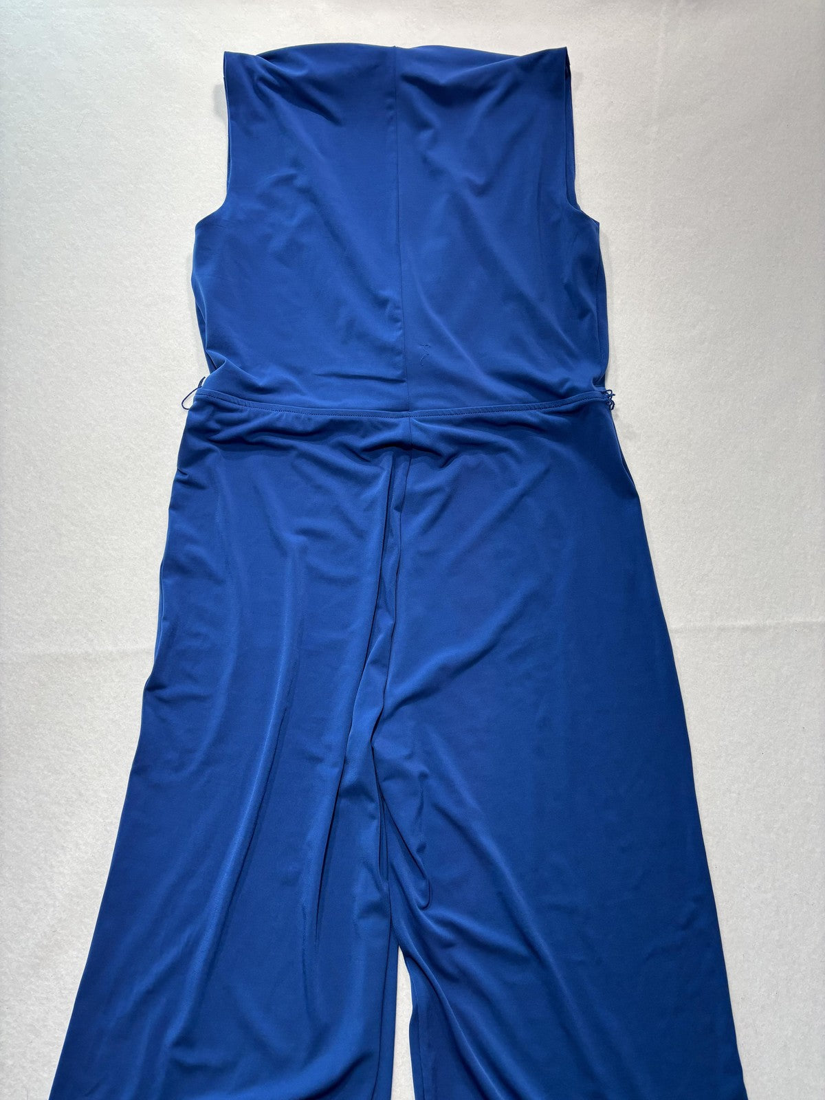 Chico's Jumpsuit Womens 2 Blue Sleeveless V Neck Wide Leg Stretch Pull On Dressy