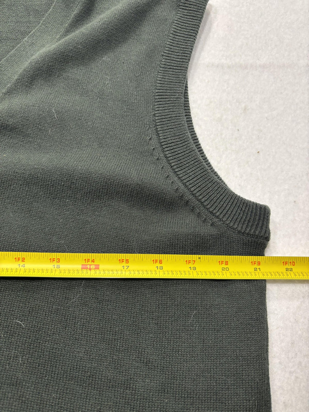 Chaps Sweater Vest Mens Large Green V Neck Button Front Cotton Knit Pockets