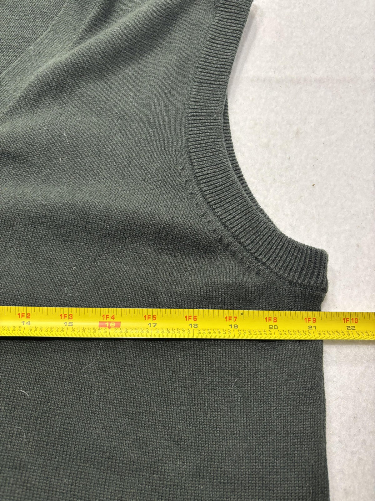 Chaps Sweater Vest Mens Large Green V Neck Button Front Cotton Knit Pockets