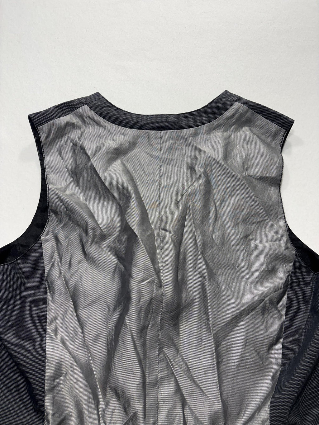 Armani Exchange Suit Vest Mens Large Gray Geometric Belted Back Formal 3 Piece