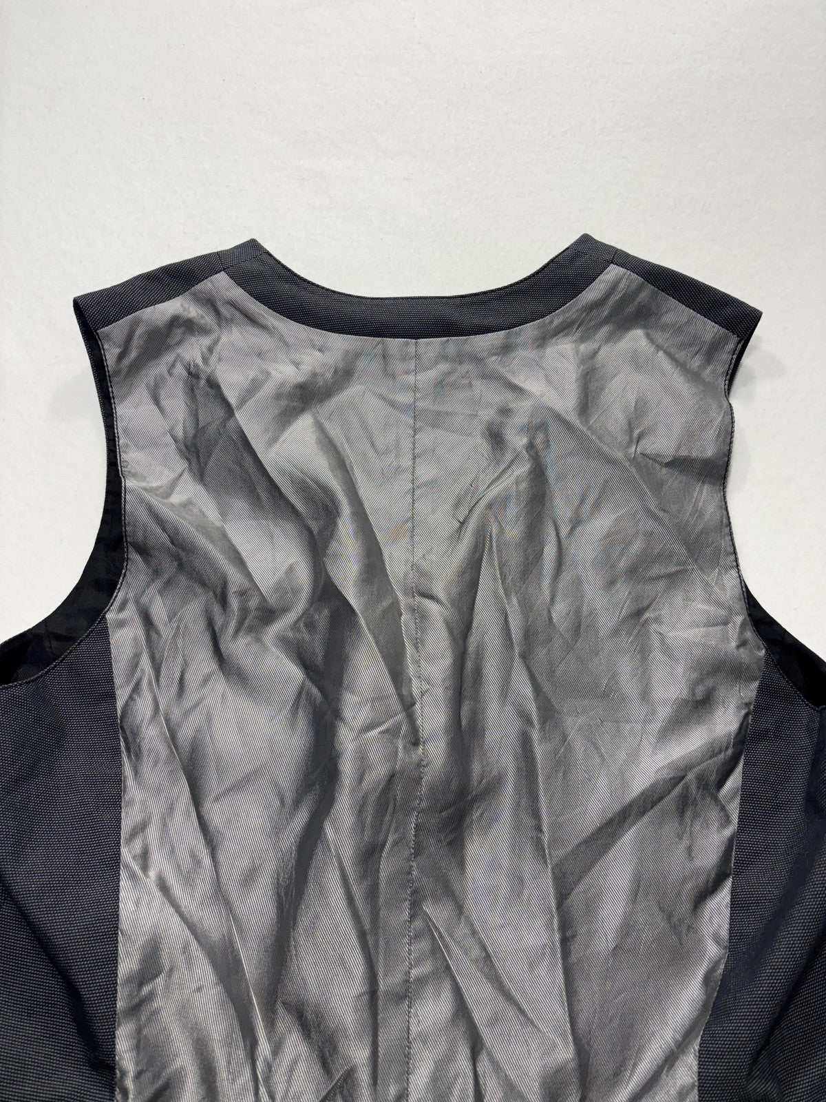 Armani Exchange Suit Vest Mens Large Gray Geometric Belted Back Formal 3 Piece