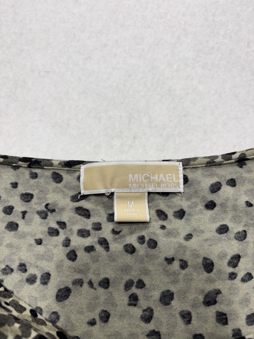 MICHAEL Michael Kors Tank Womens Medium Beige Cowl Neck Animal Print Jersey Top