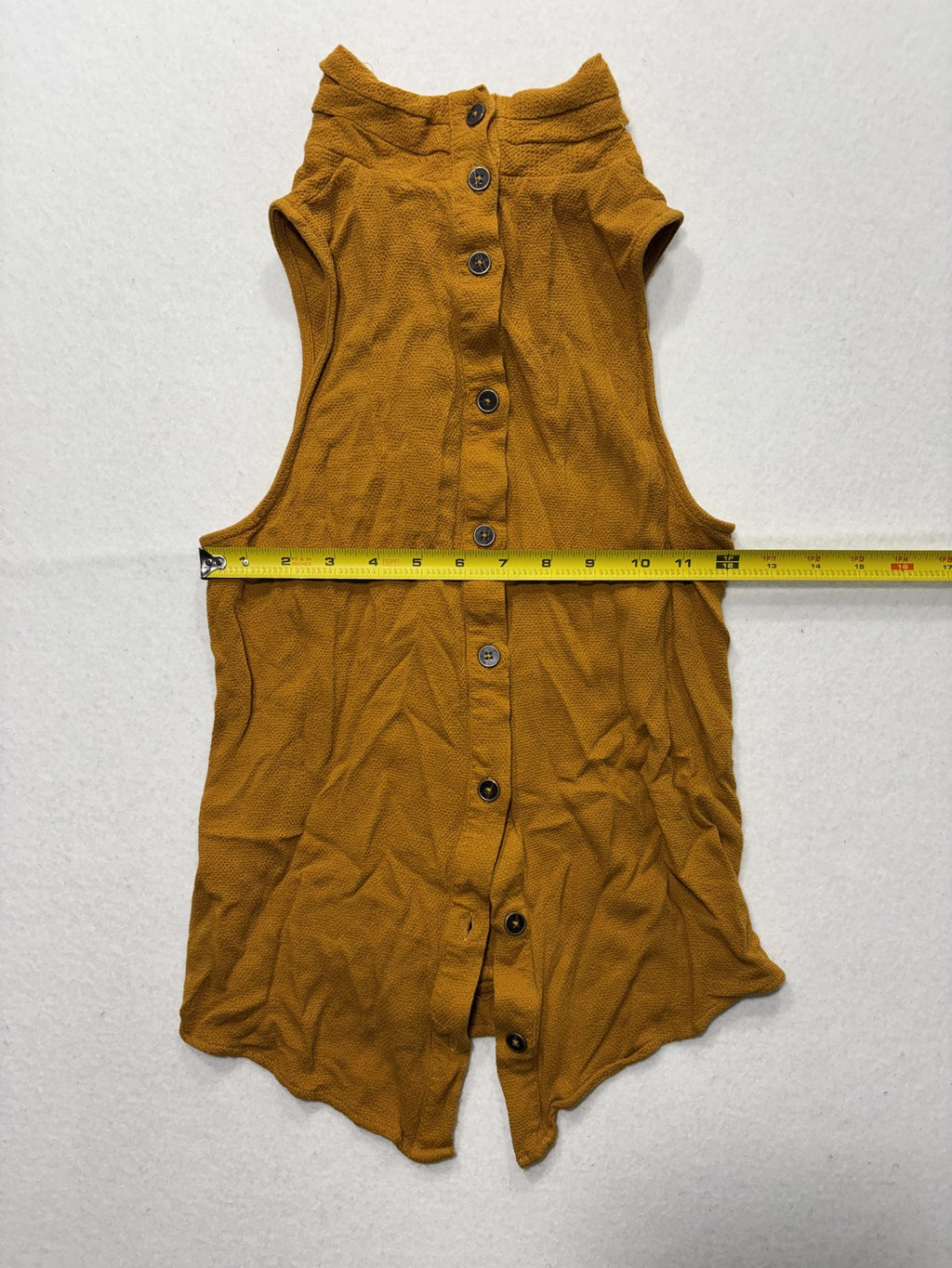 Maeve By Anthropologie Blouse Womens 6 Yellow High Neck Sleeveless Button Tunic