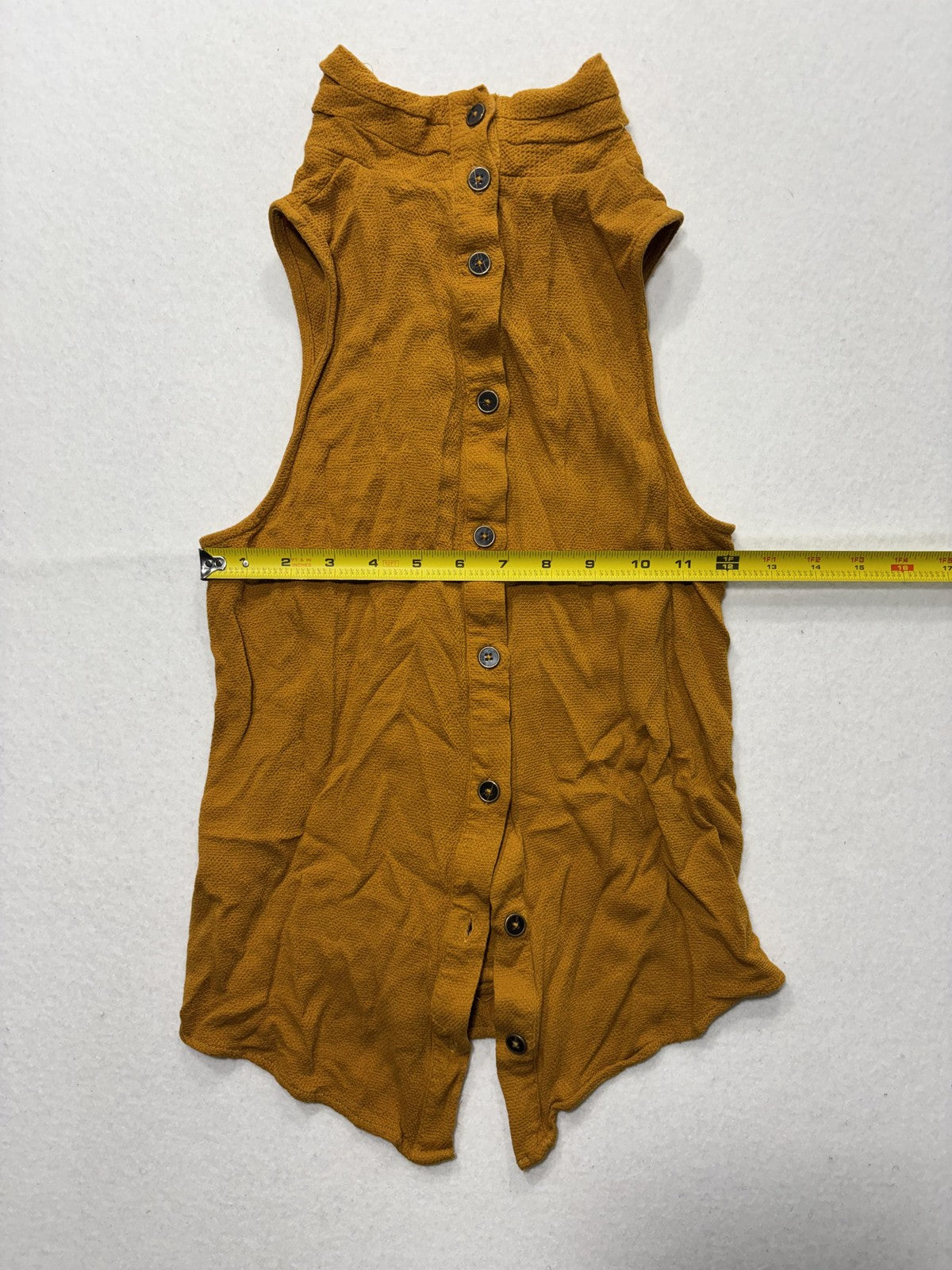 Maeve By Anthropologie Blouse Womens 6 Yellow High Neck Sleeveless Button Tunic