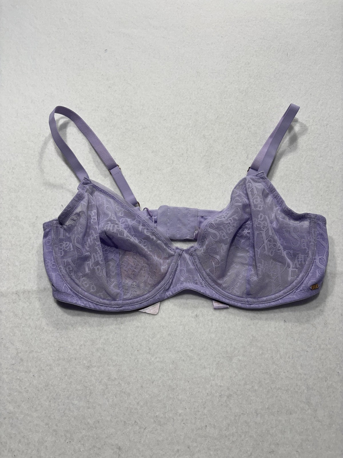 Savage X Fenty Signature Script Bra Womens 38D Purple Lace Balconette Underwire