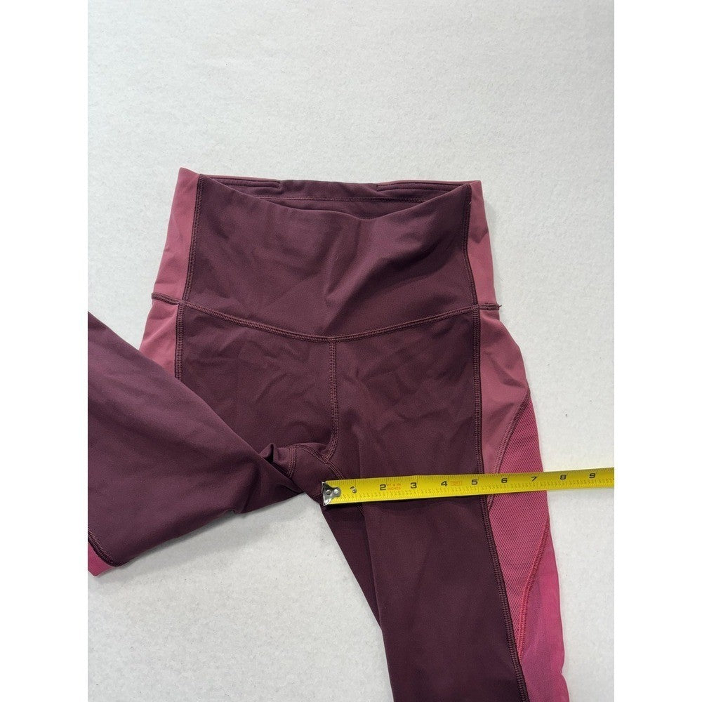 Lululemon Leggings Womens 4 Red Colorblock High Rise Crop 23.5 Inseam Pocket