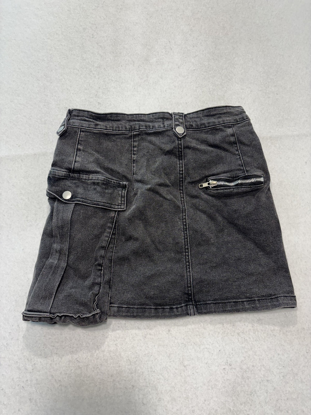 Charlotte Russe Gray Denim Cargo Utility Mini Skirt Juniors S Asymmetrical Zip