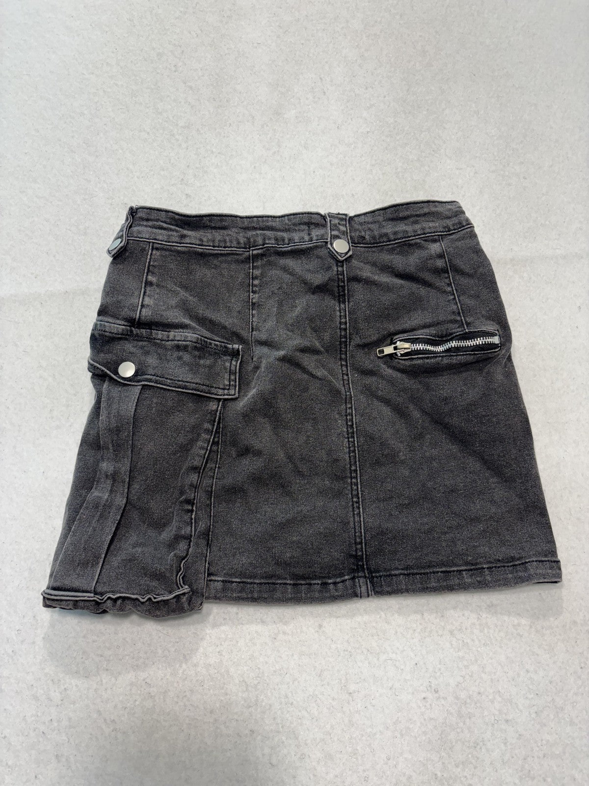 Charlotte Russe Gray Denim Cargo Utility Mini Skirt Juniors S Asymmetrical Zip