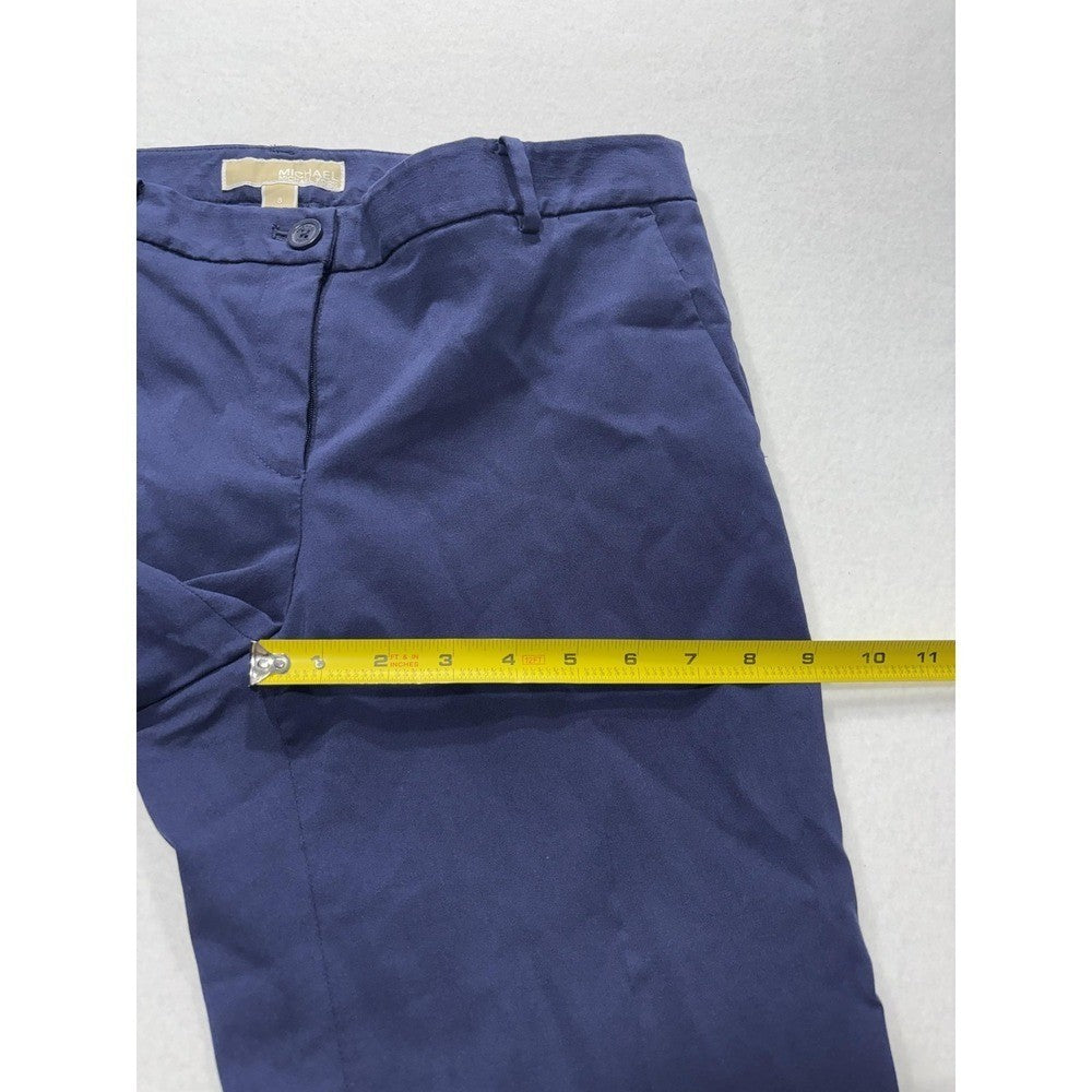MICHAEL Michael Kors Dress Pants Womens 8 Blue Twill Slim Stretch Flat Front