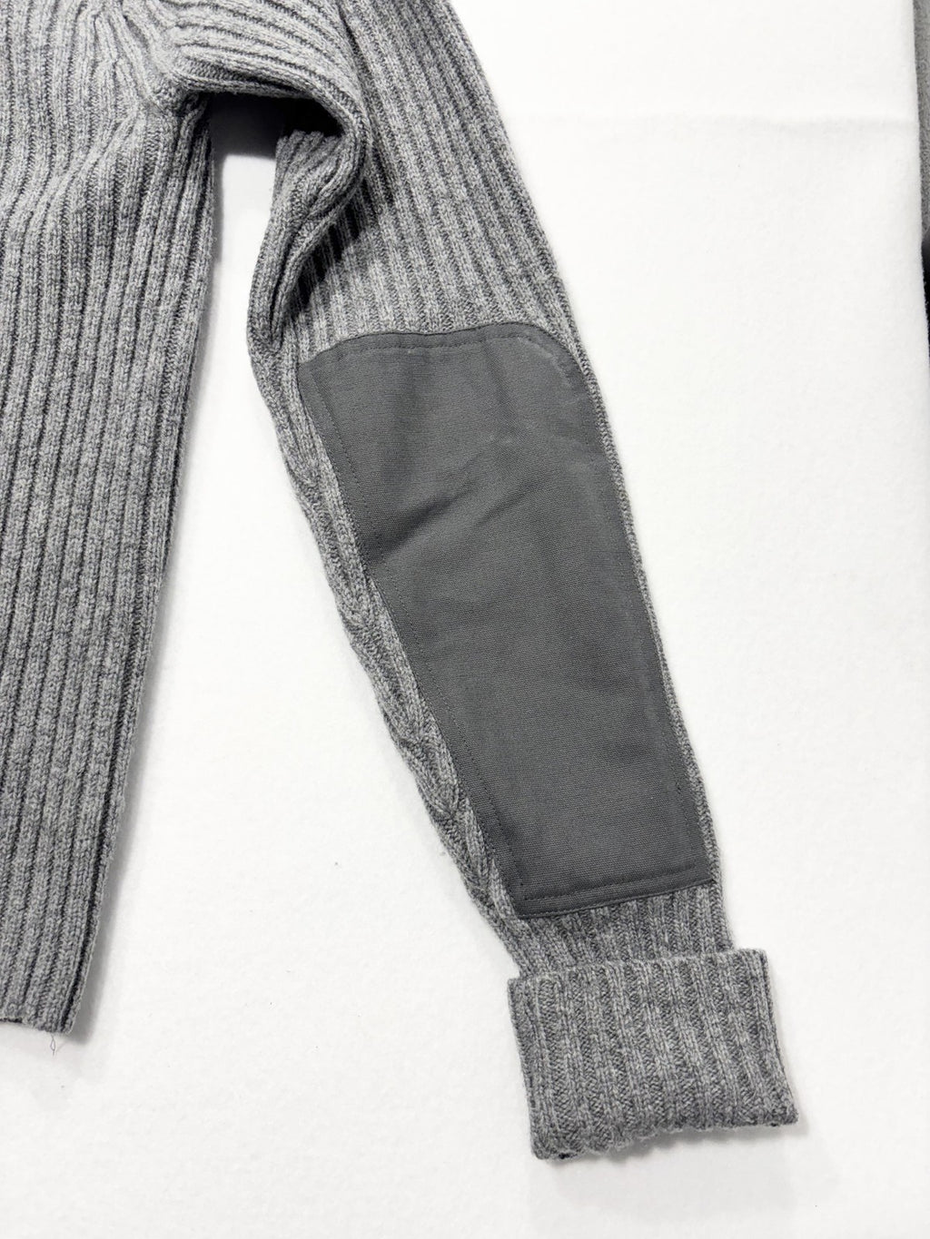L.L. Bean Sweater Mens Small Gray Ribbed Wool Full Zip Commando Mock Neck Knit