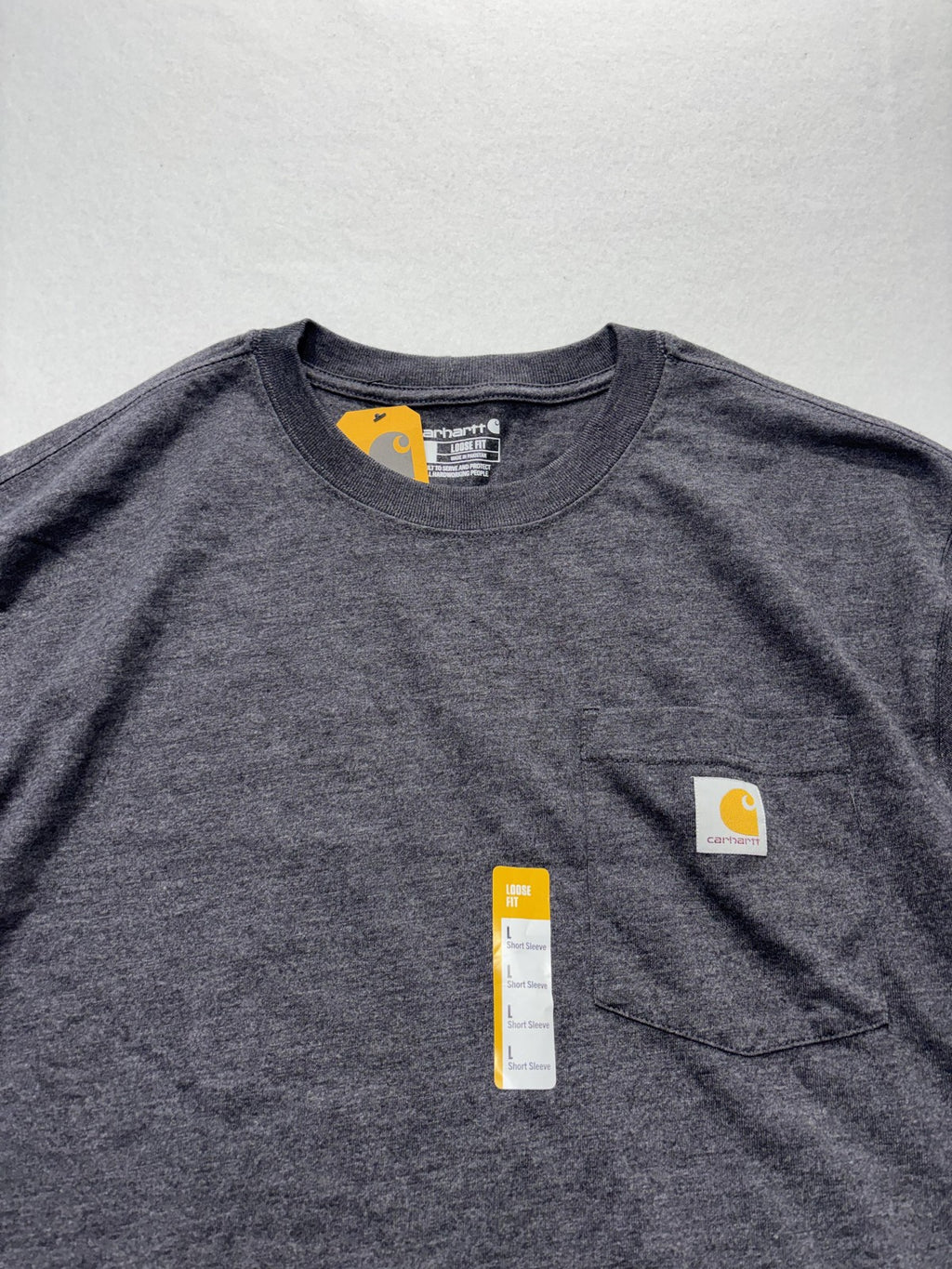 Carhartt Shirt Mens Large Gray Loose Fit Pocket T-Shirt Short Sleeve Workwear