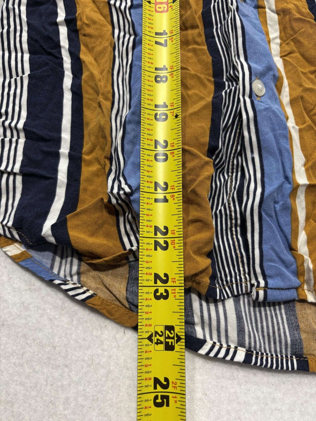 Denim & Flower Mens Small Multicolor Striped Short Sleeve Viscose Button Up