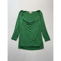 Michael Kors Top Womens Medium Green Cowl Neck 3/4 Sleeve Stretch Tunic Blouse