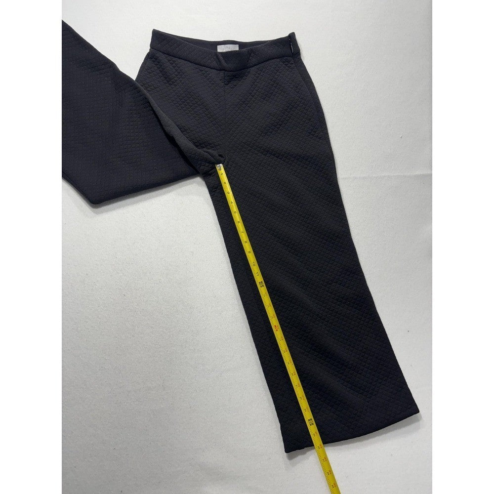 Pearl By Lela Rose Dress Pants Womens 8 Black Quilted Jersey Lynn Pant Wide Leg