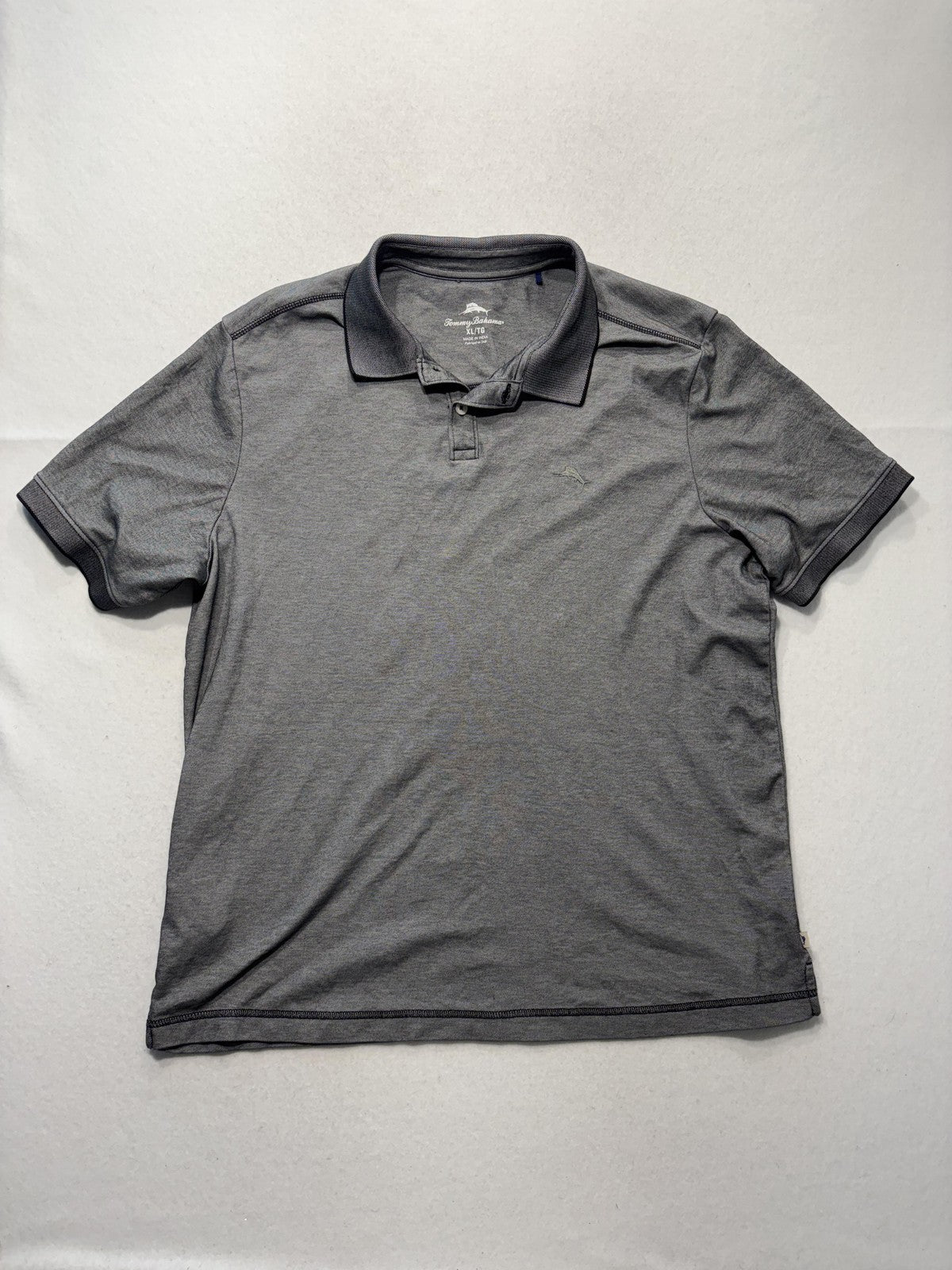 Tommy Bahama Polo Shirt Mens XL Gray Supima Cotton Short Sleeve Logo Casual