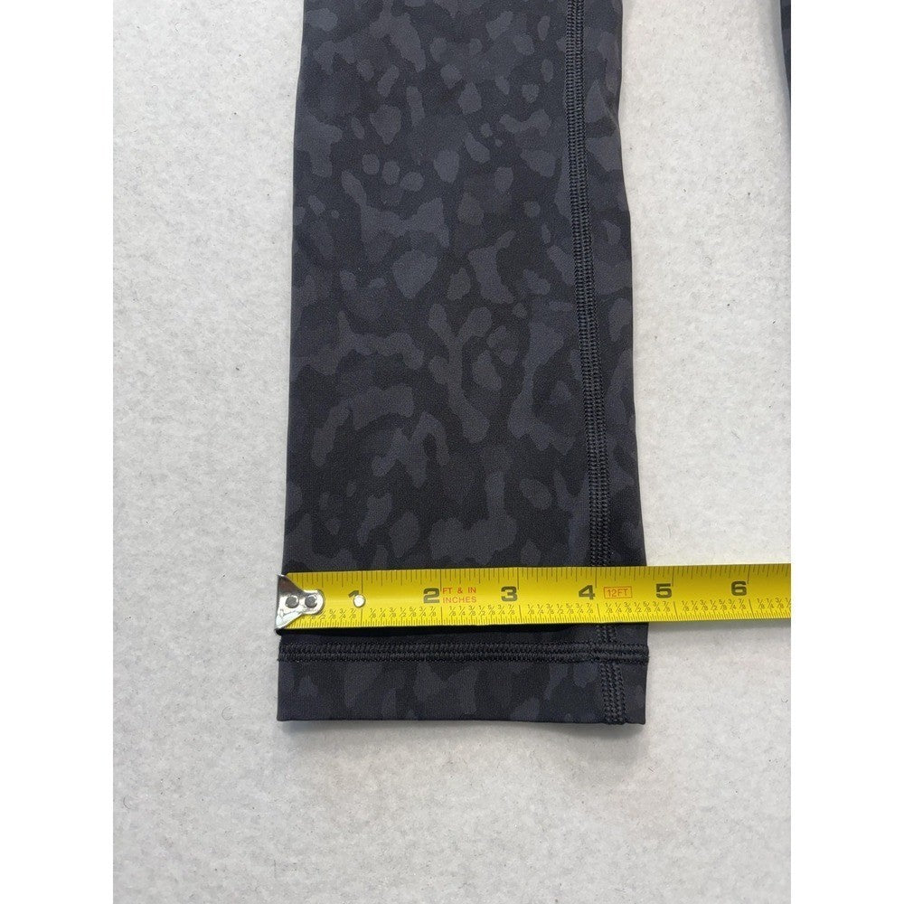 Lululemon Leggings Womens 4 Black Camo High Rise Cropped 23" Inseam Yoga Stretch