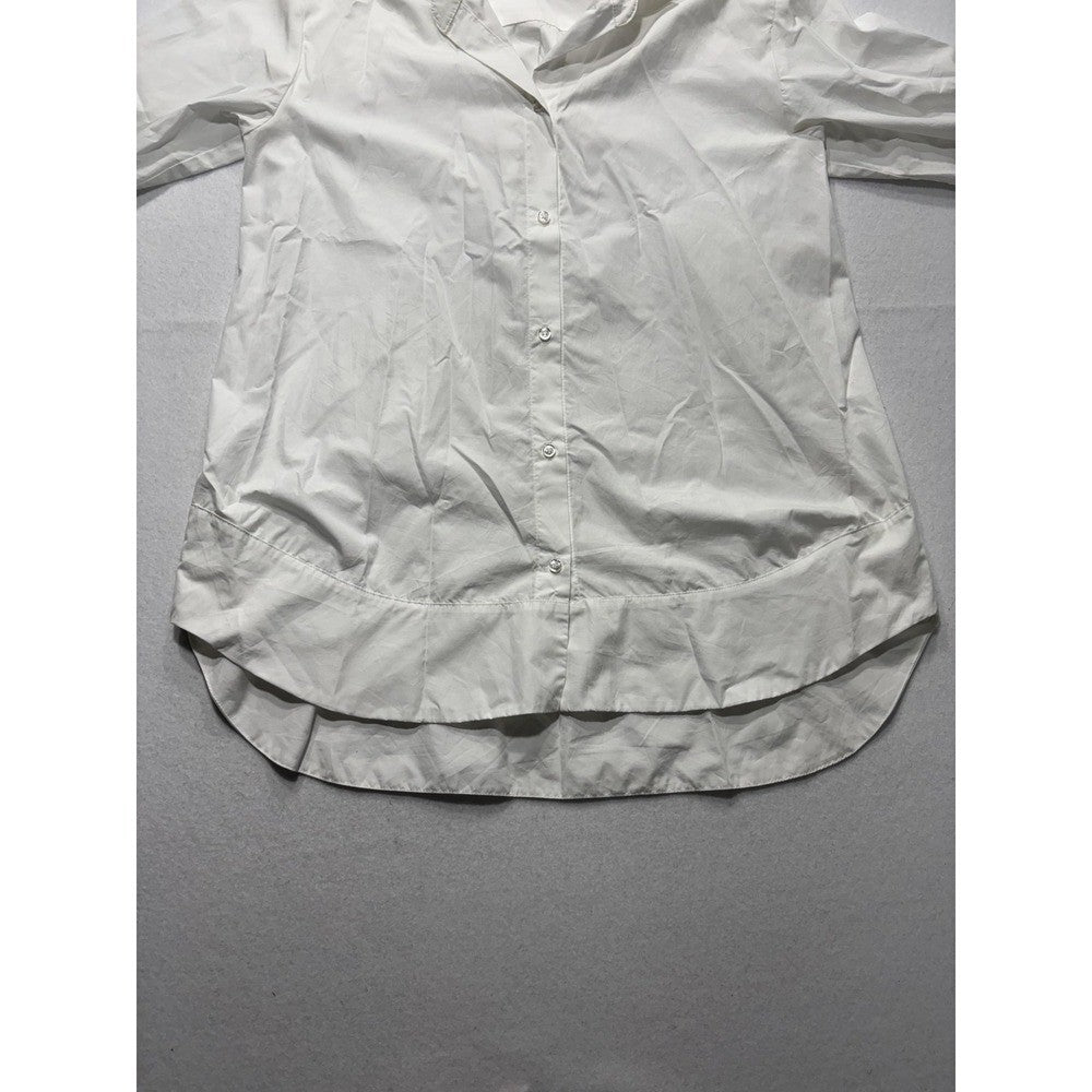 SBJ Austin Shirt Womens One Size White Cotton Tunic Button Front Top Made in USA