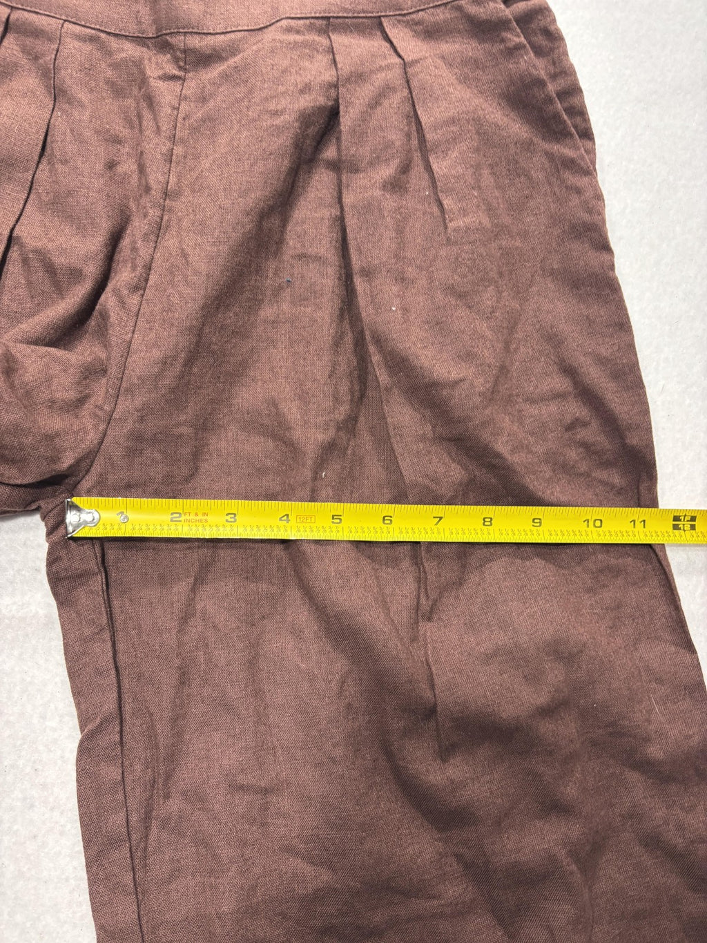 Abercrombie & Fitch Dress Pants Womens XS Short Brown Linen Wide Leg Pull On
