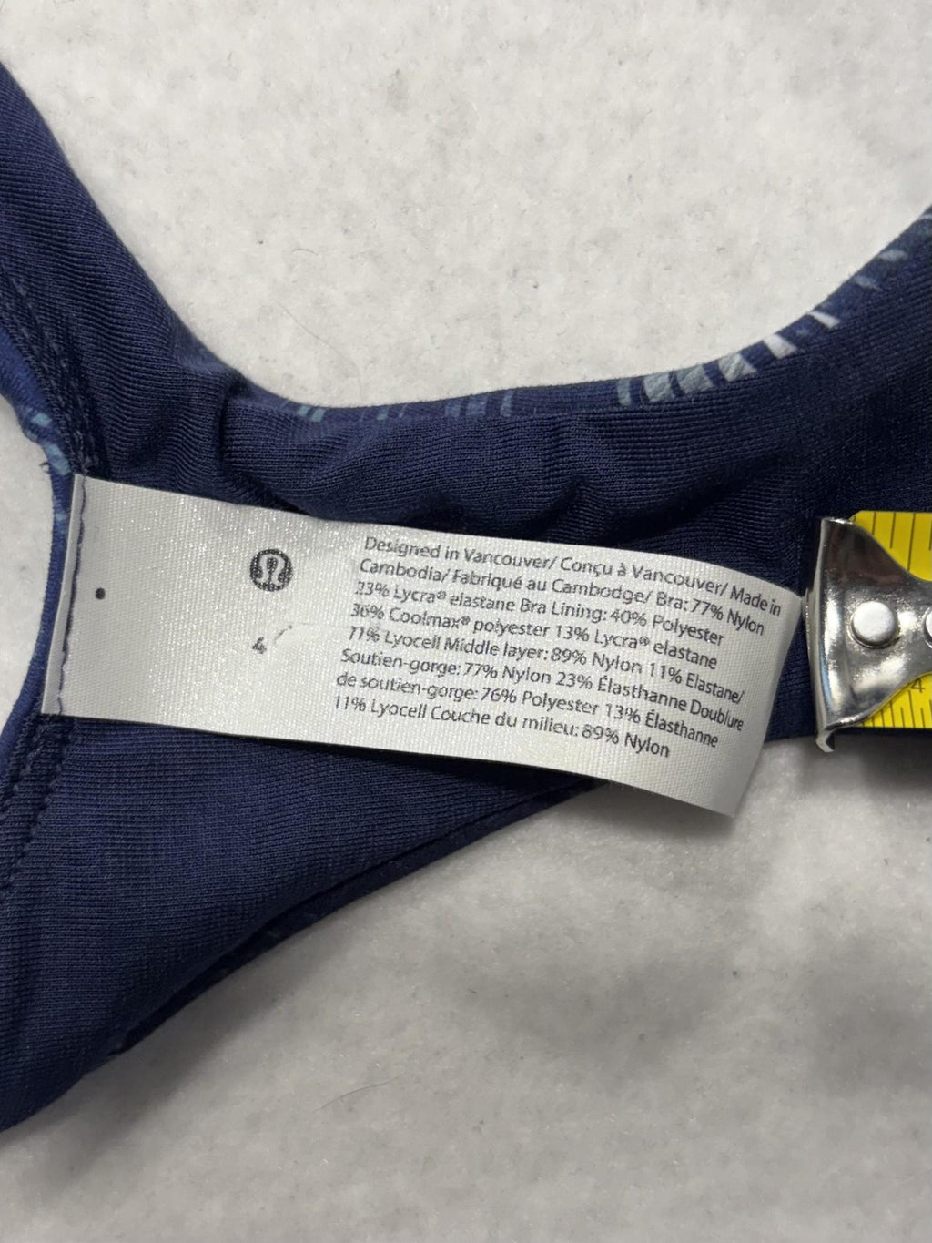 Lululemon Wunder Train Sports Bra Womens 4 Blue Geometric Medium Support Everlux