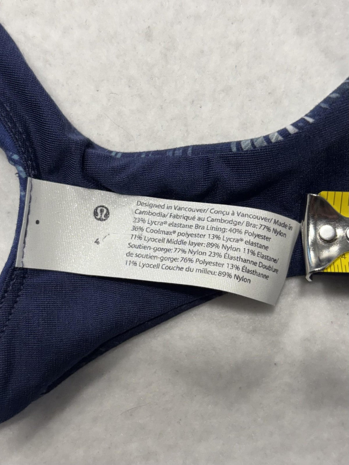 Lululemon Wunder Train Sports Bra Womens 4 Blue Geometric Medium Support Everlux