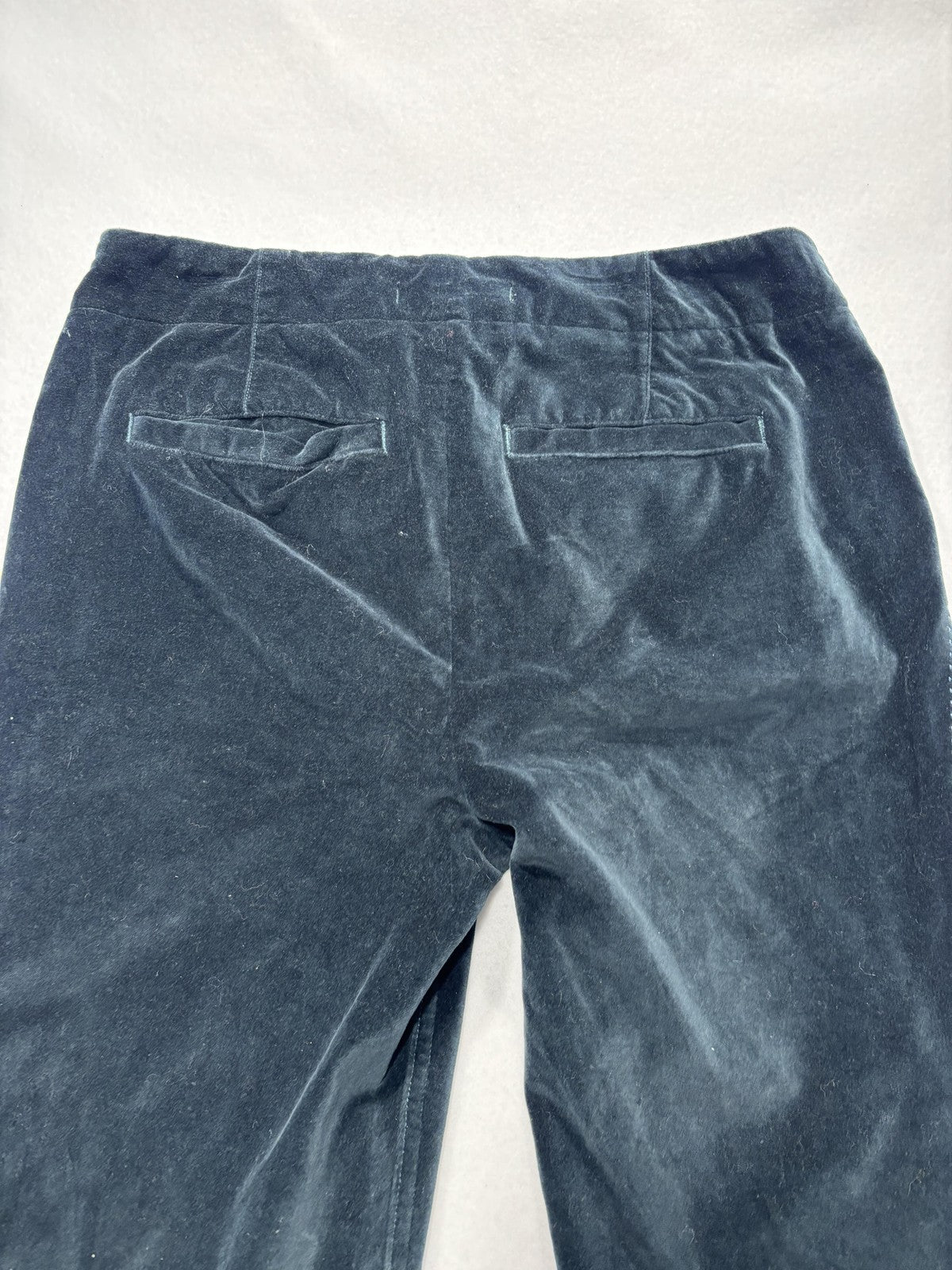 Free People Dress Pants Womens 30 Blue Velvet Flare Leg Zip Pockets Party