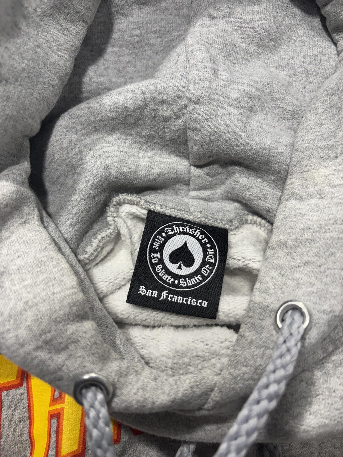 Thrasher Hoodie Mens Small Gray Flame Logo Fleece Pullover Kangaroo Pocket Skate