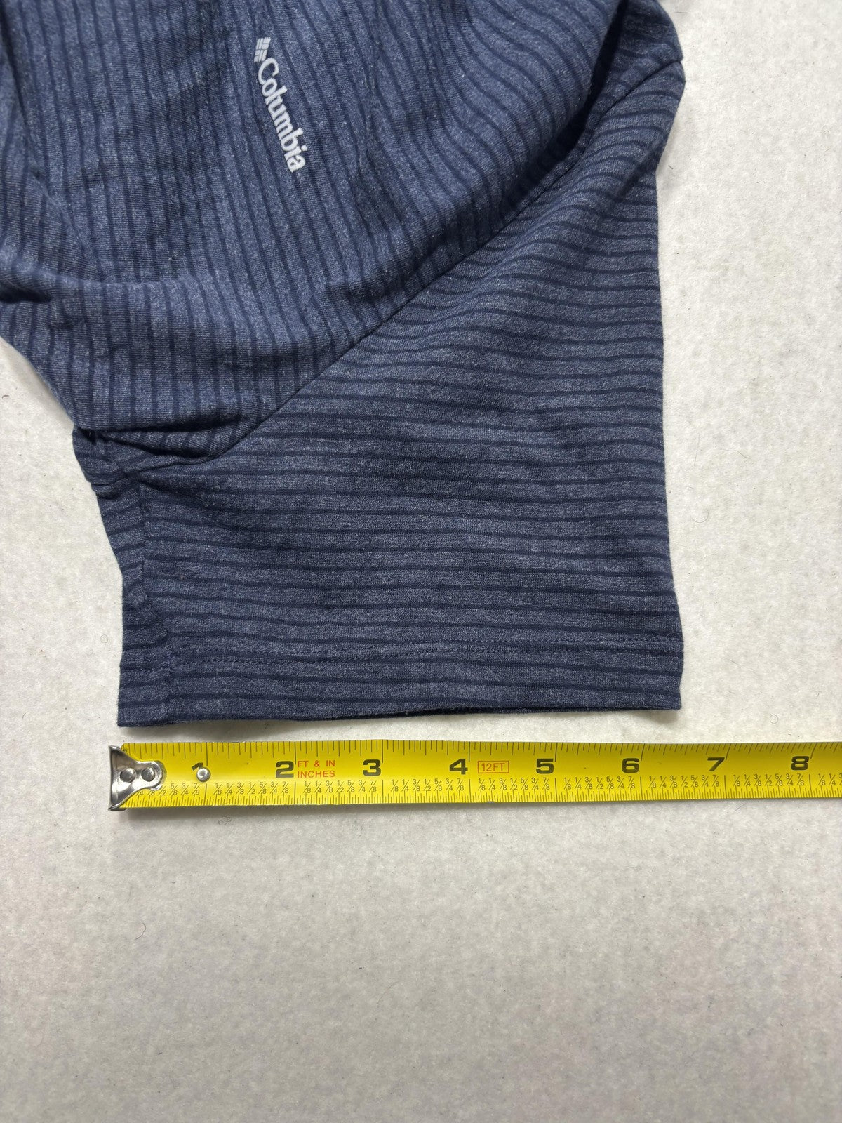 Columbia Shirt Mens Large Blue Striped Crew Neck Short Sleeve Logo Tee Casual