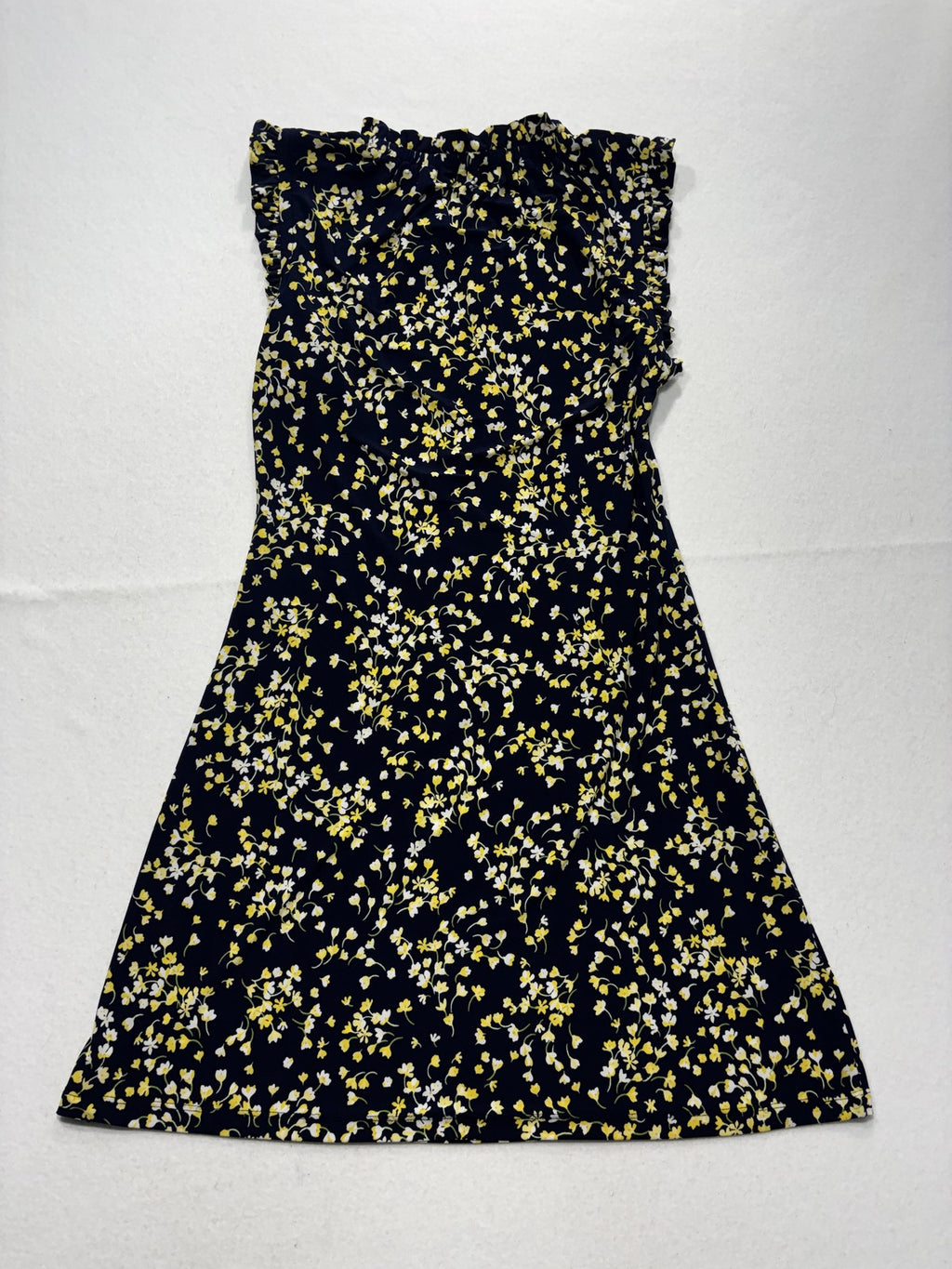 Tommy Hilfiger Dress Womens 6 Blue Floral Scoop Neck Ruffle A Line Jersey