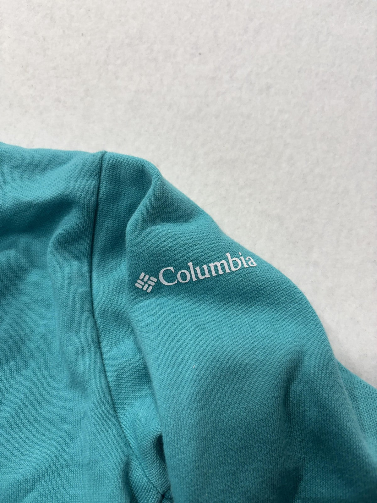 Columbia Sweatshirt Kids Small 7/8 Blue 1/4 Zip Mock Neck Logo Graphic Pullover